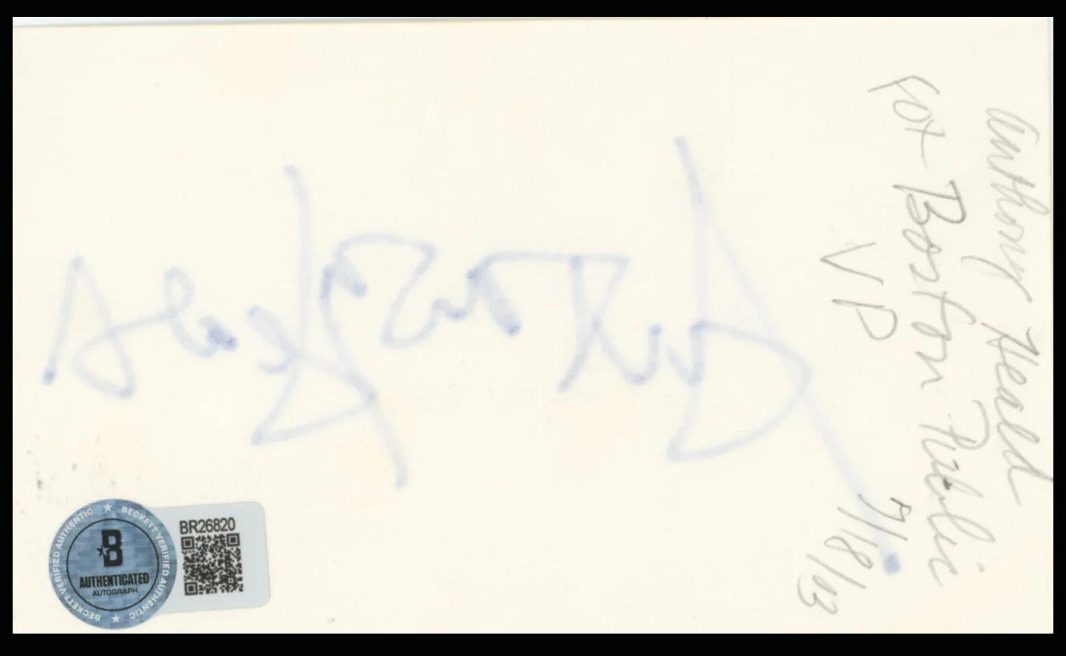 Anthony Head Buffy the Vampire Slayer Signed 3x5 Index Card BAS #BR26820 - Image 3