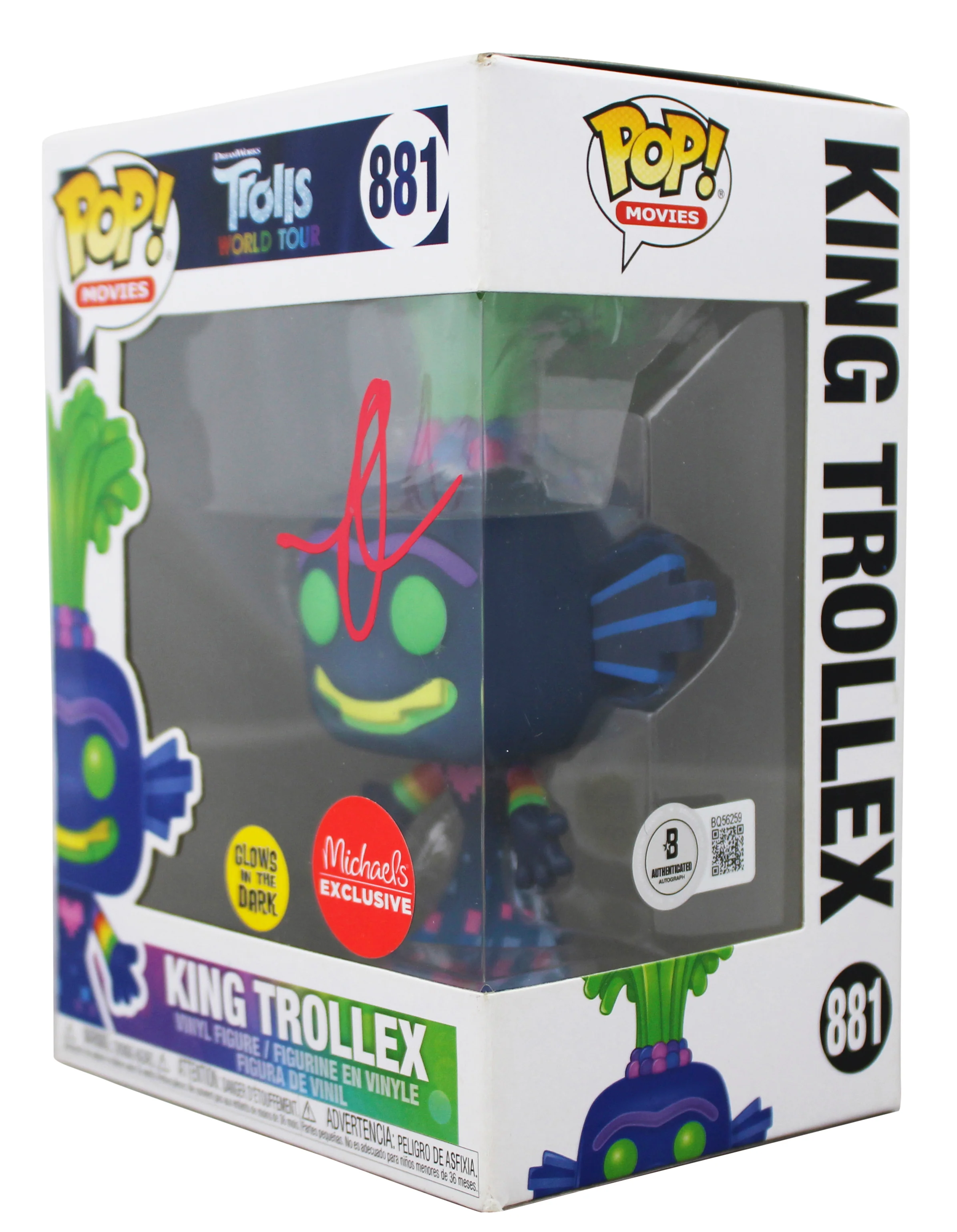 Anthony Ramos Trolls Signed King Trollex #881 Funko Pop Figure BAS #BQ56259 - Image 3