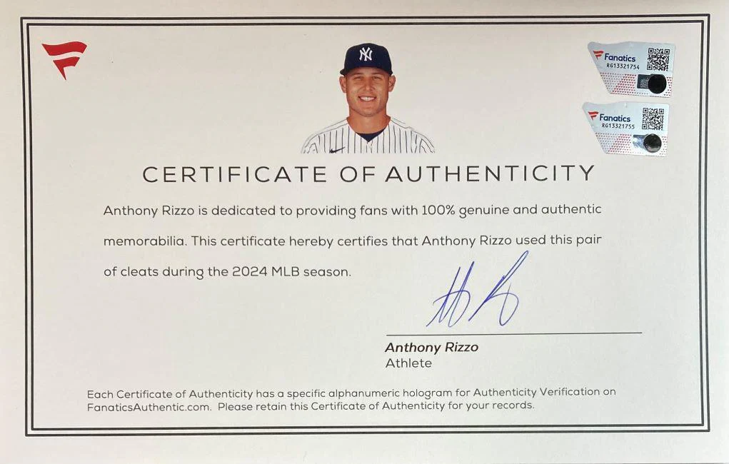 Anthony Rizzo Signed 2024 Game Used Yankees Nike Cleats (2) Fanatics - Image 6