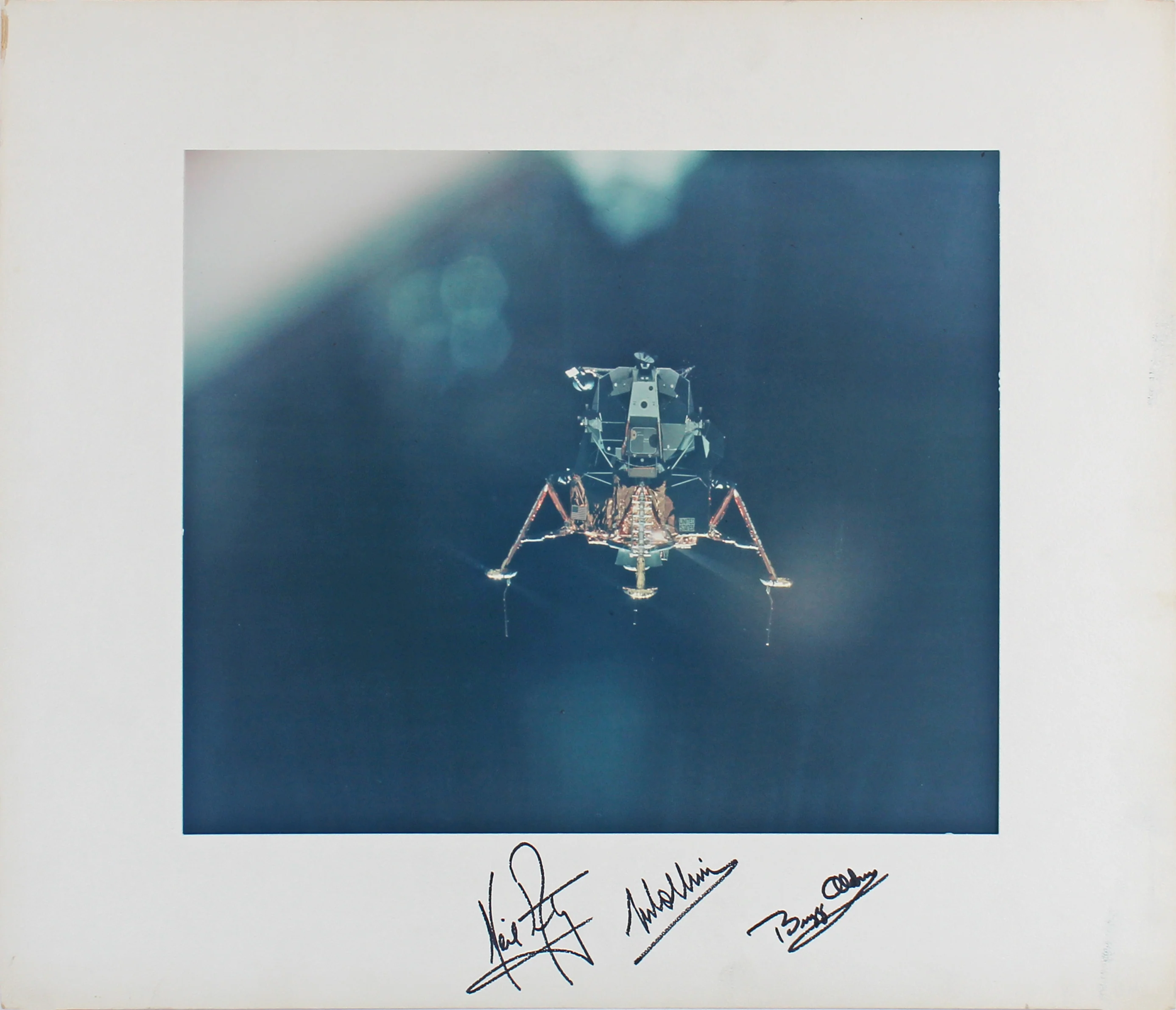 Apollo 11 (3) Armstrong, Aldrin & Collins Signed Matted 10.75x13.45 Photo BAS - Image 2