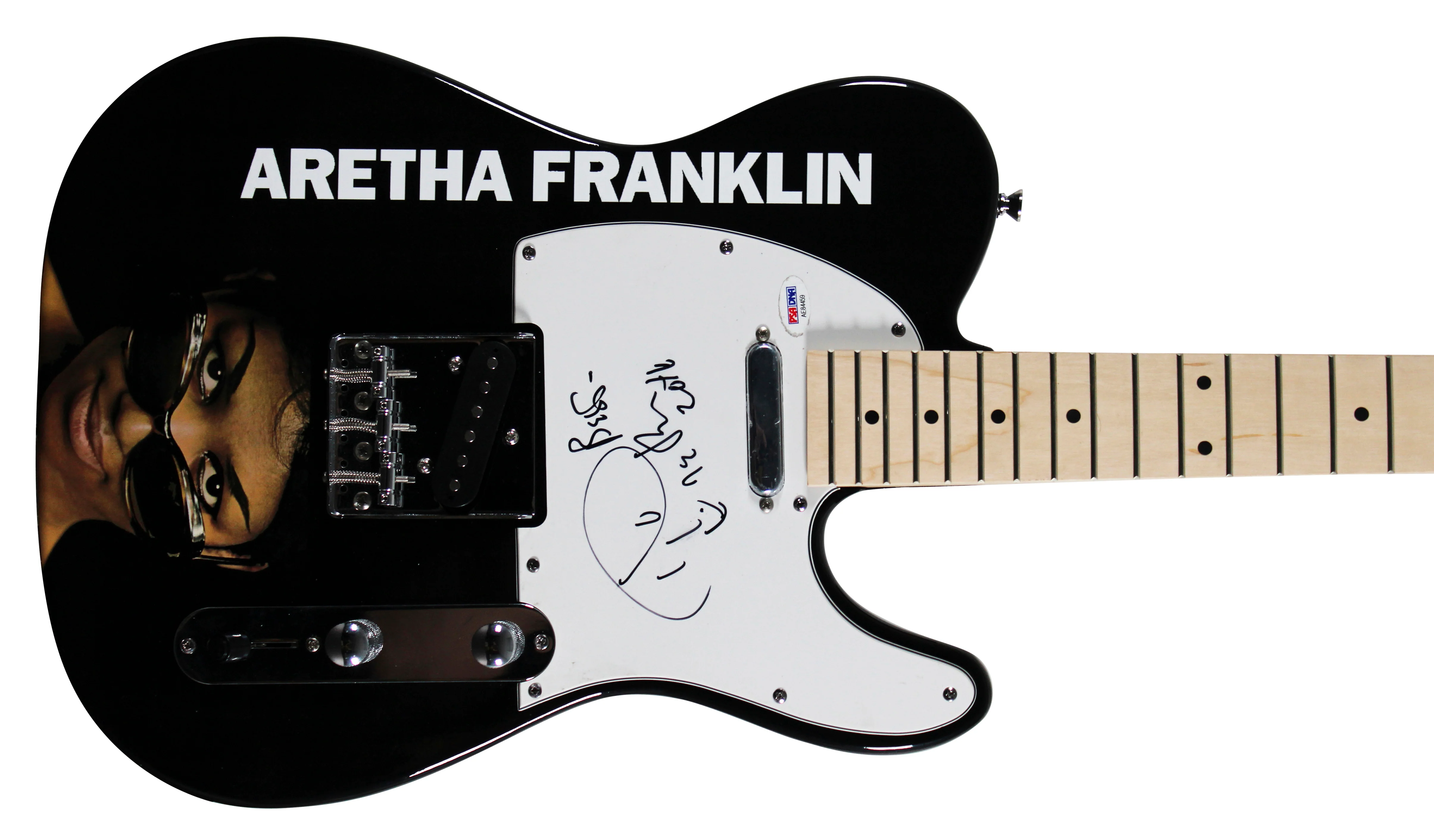 Aretha Franklin Authentic Signed Glarry Black Electric Guitar PSA/DNA #AE84459 - Image 2