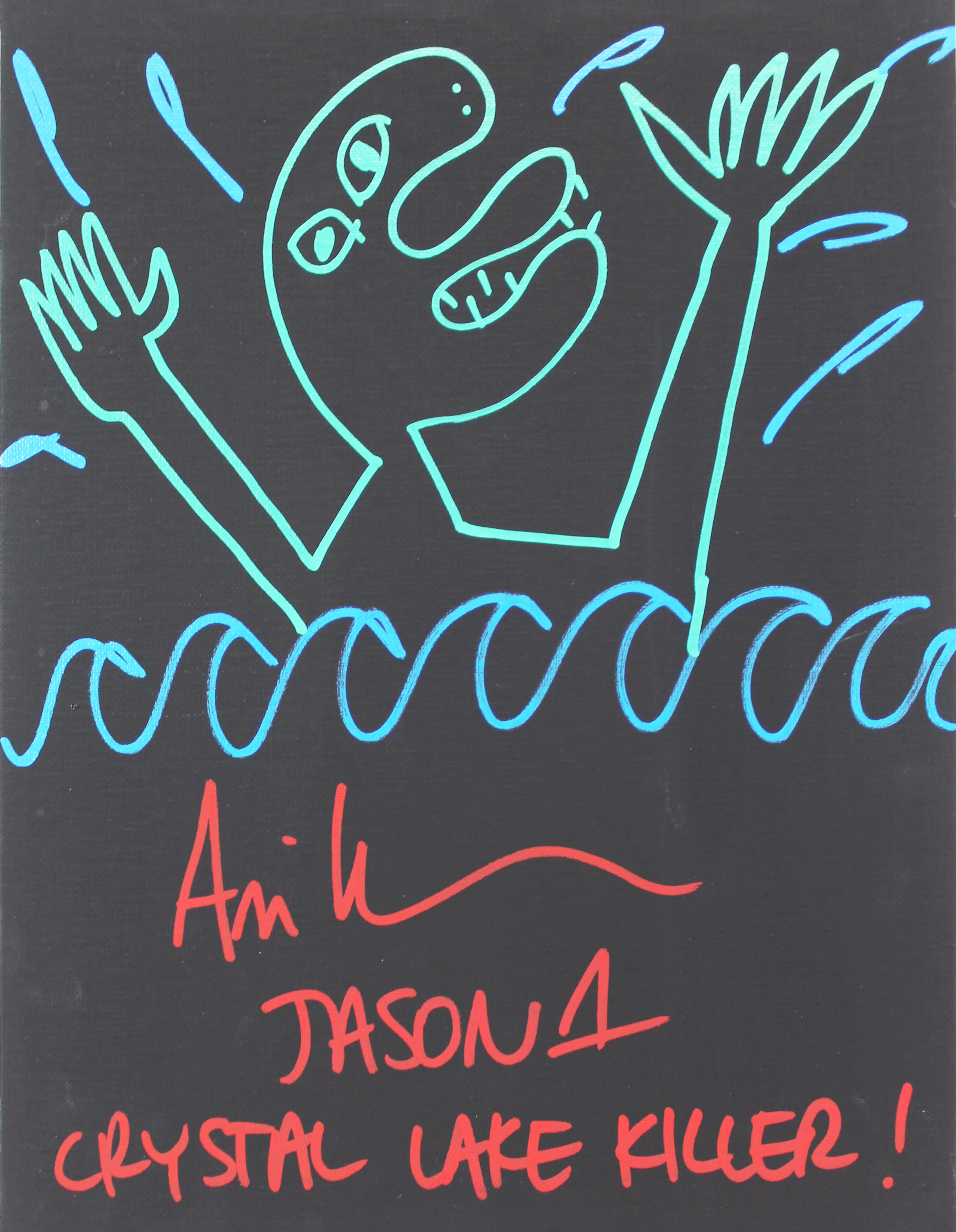 Ari Lehman "CLK, Jason 1" Signed 11x14 Canvas Hand-Drawn Sketch BAS #WF59867 - Image 2