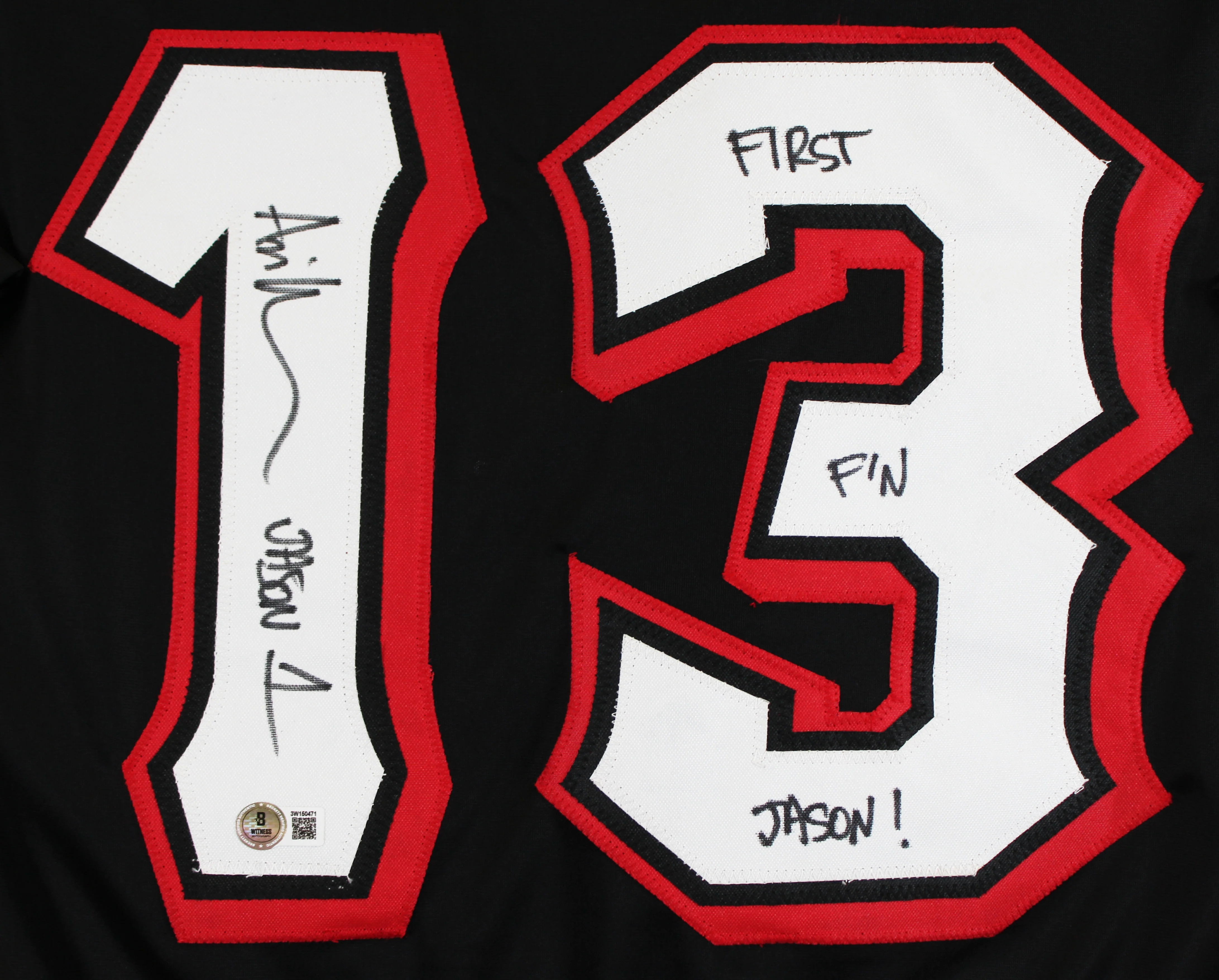Ari Lehman "First F'N Jason" Authentic Signed Black Hockey Jersey BAS Witnessed - Image 3