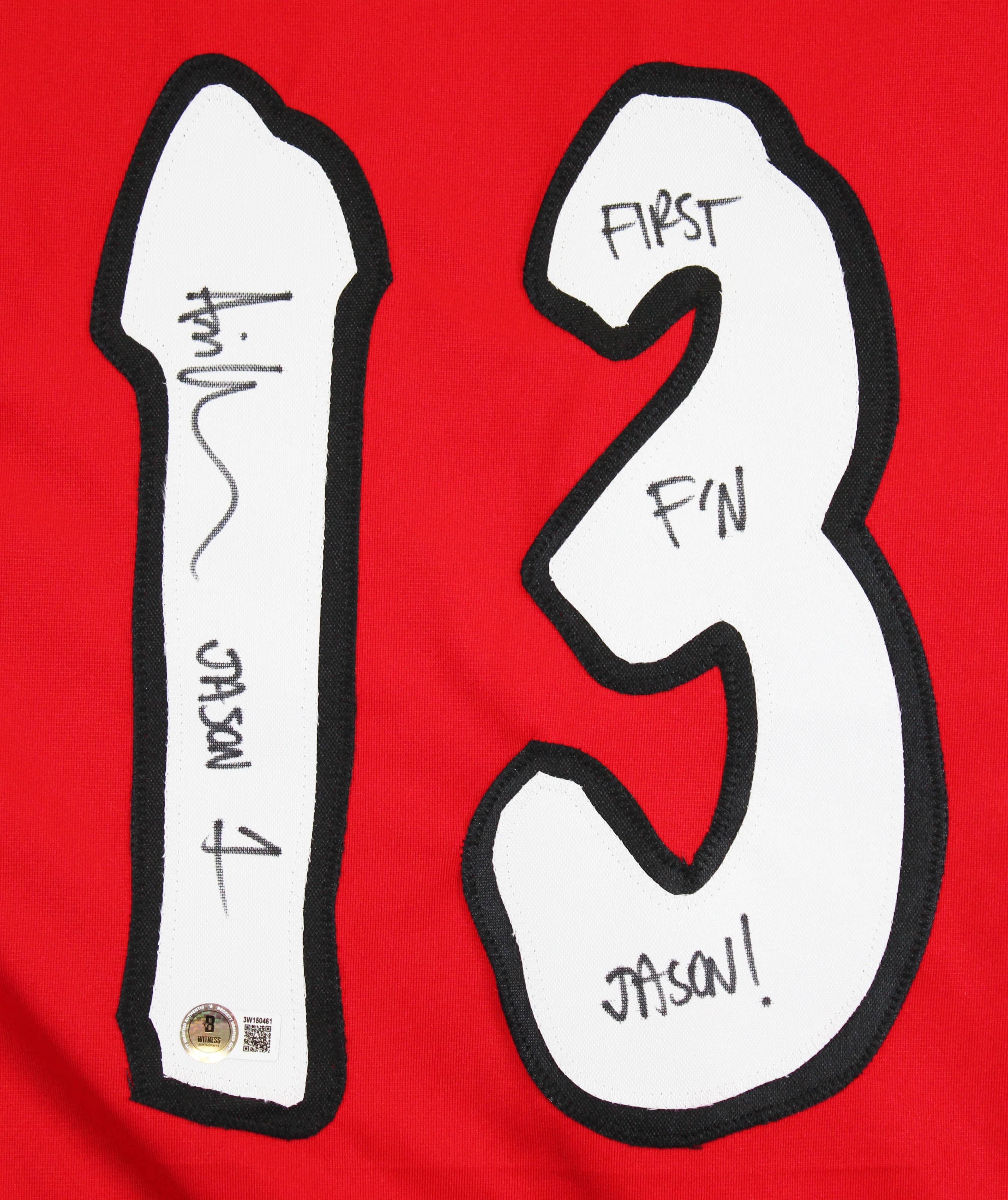 Ari Lehman "First F'N Jason" Authentic Signed Red Hockey Jersey BAS Witnessed - Image 3