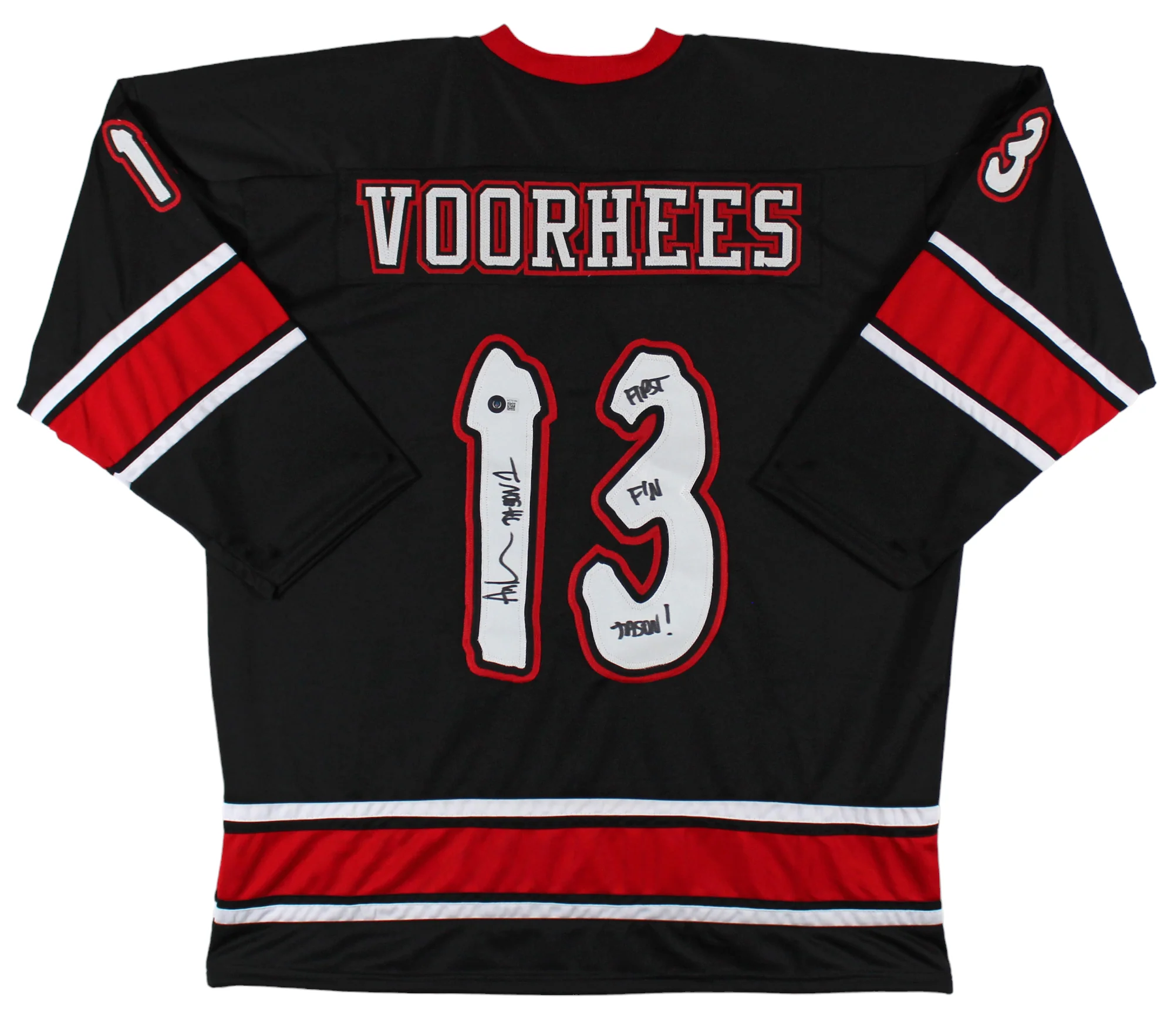 Ari Lehman Friday The 13th "First F'N Jason!" Signed Black Hockey Jersey BAS Wit - Image 2