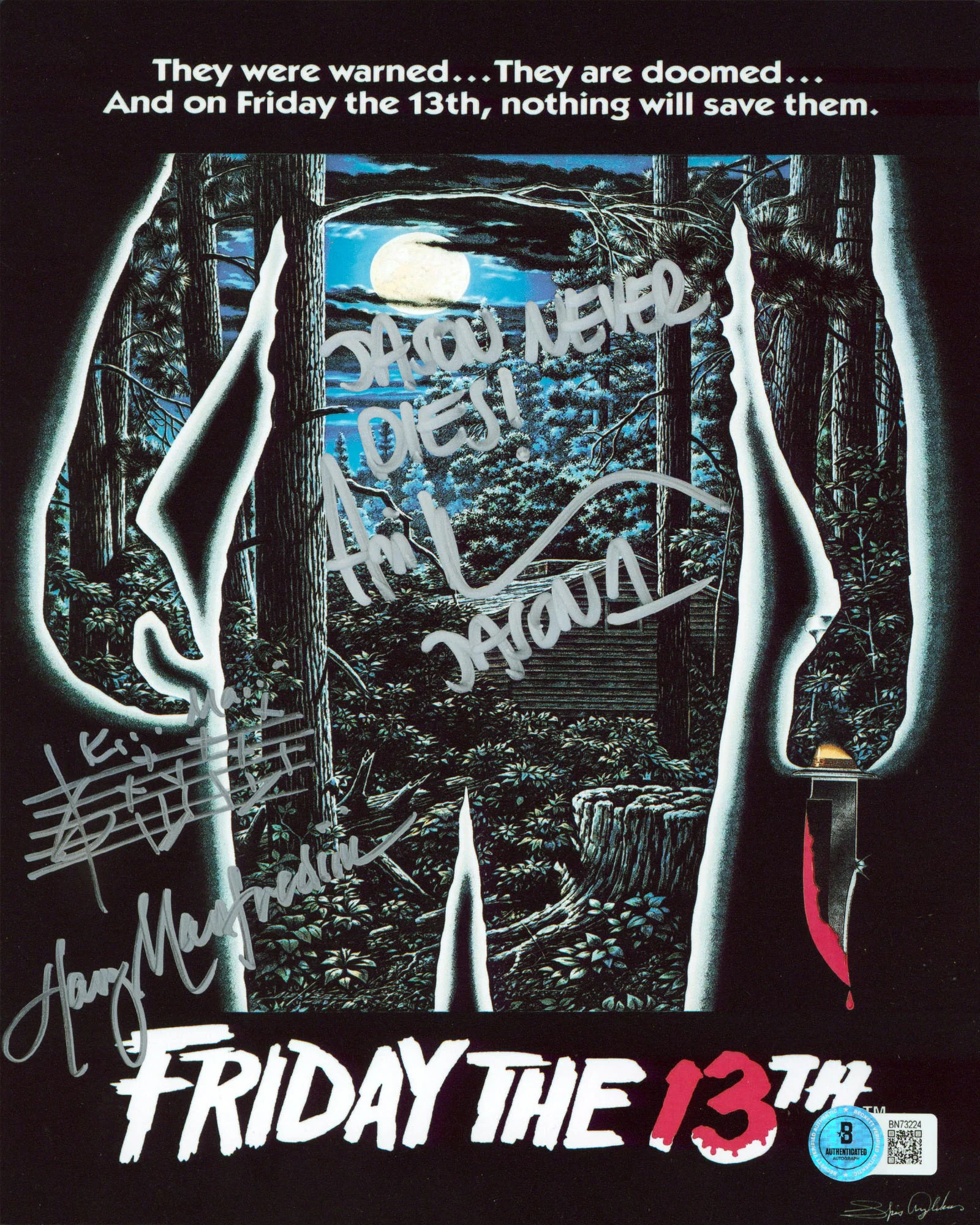 Ari Lehman & Harry Manfredini Friday The 13th Signed 8x10 Photo w/ Sketch BAS 2 - Image 2