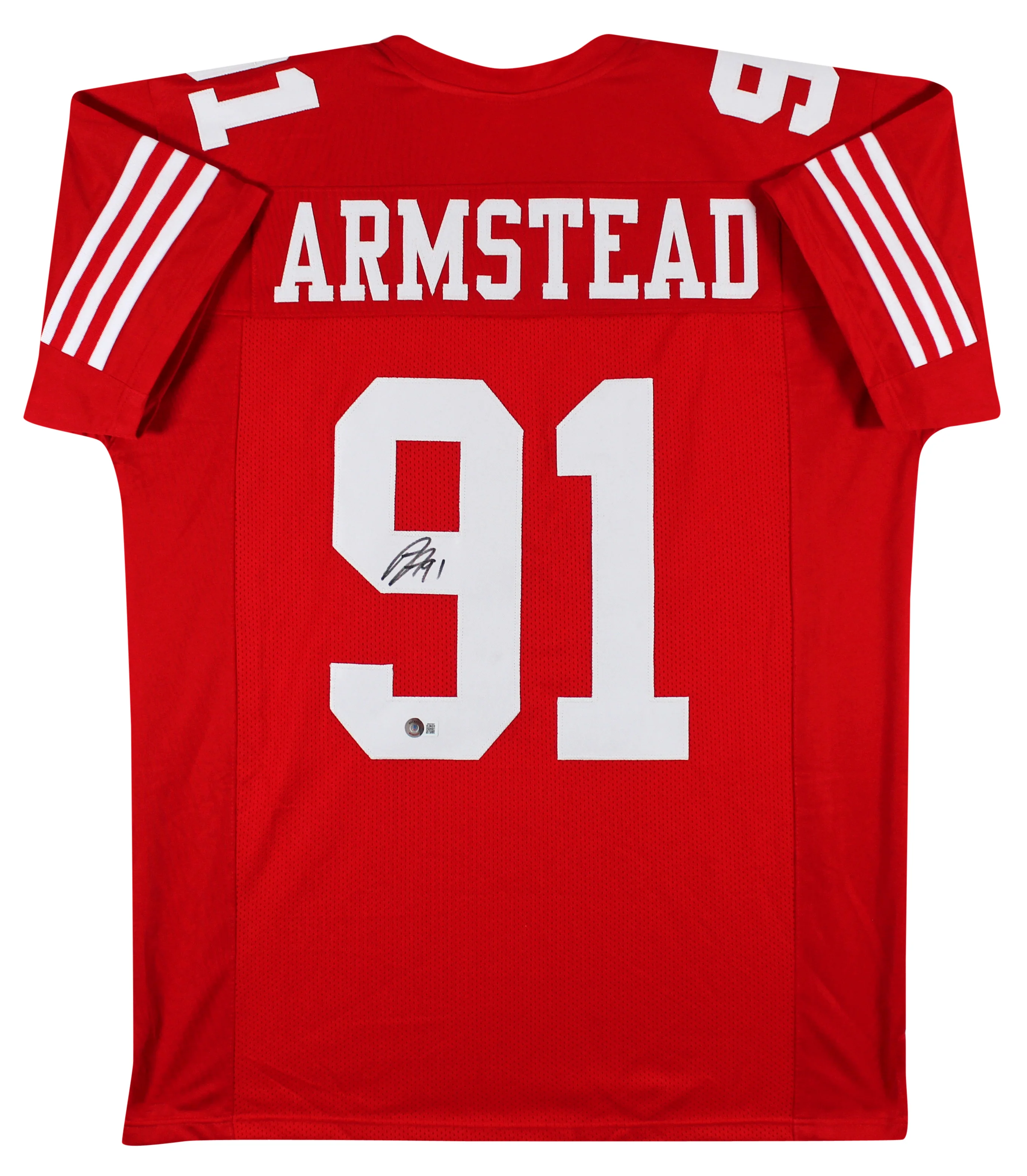 Arik Armstead Authentic Signed Red Pro Style Jersey BAS Witnessed - Image 2