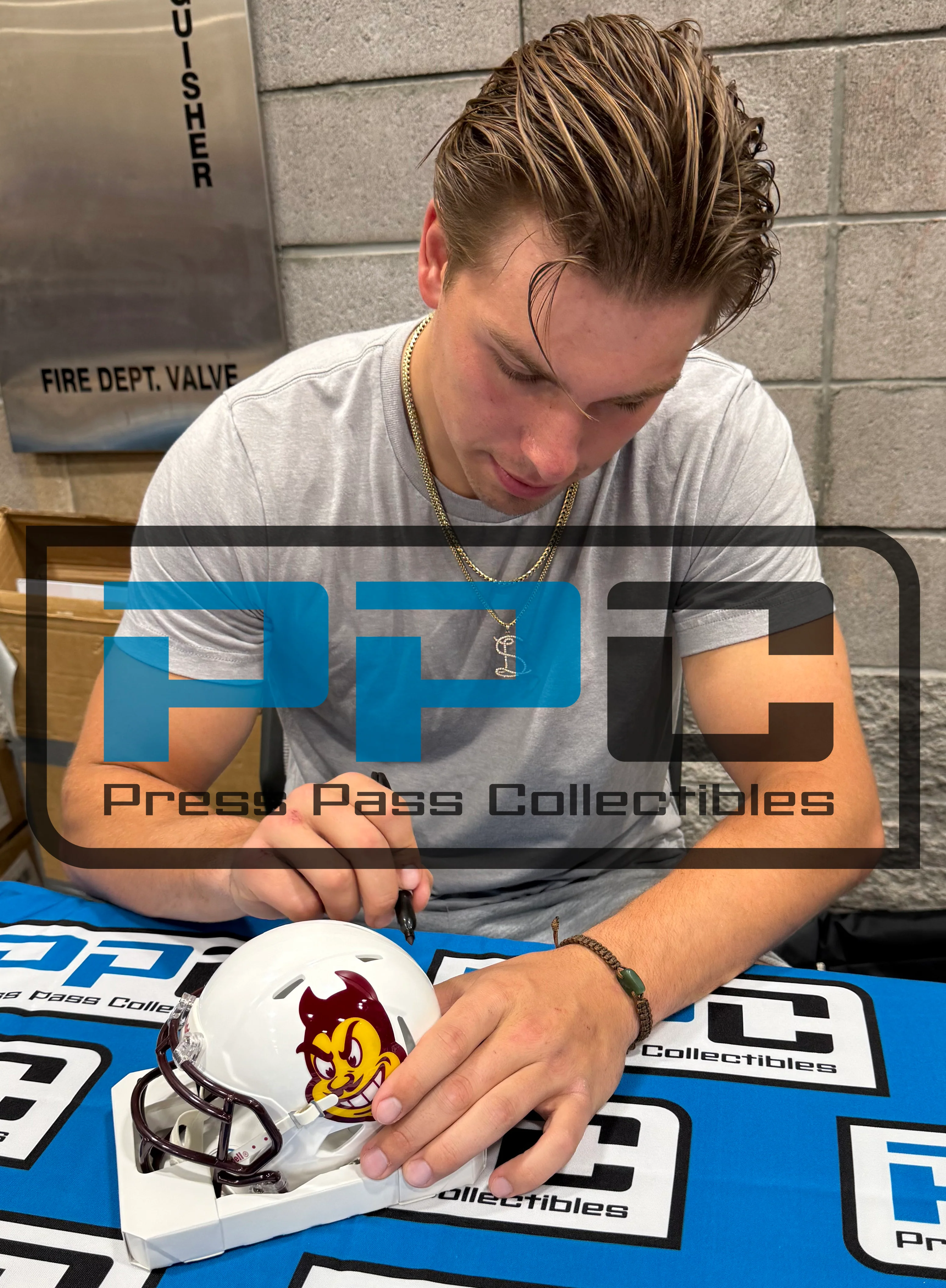 Arizona State Sam Leavitt Authentic Signed Gold Speed Mini Helmet BAS Witnessed - Image 4