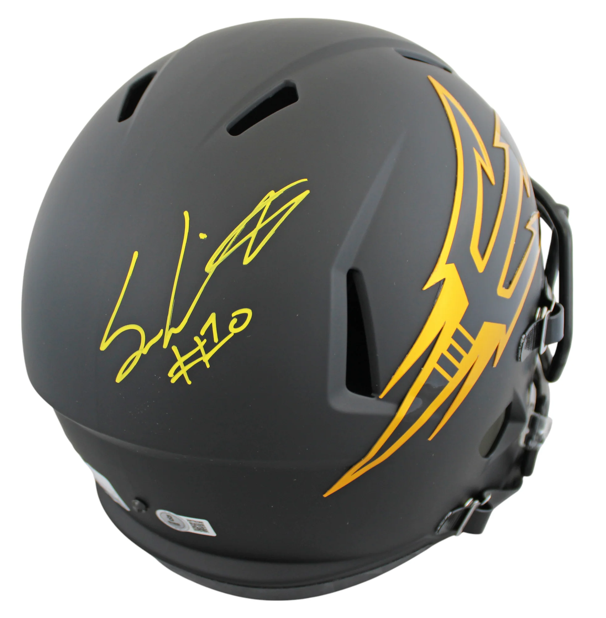 Arizona State Sam Leavitt Signed Black Full Size Speed Rep Helmet W/ Case BAS W - Image 5