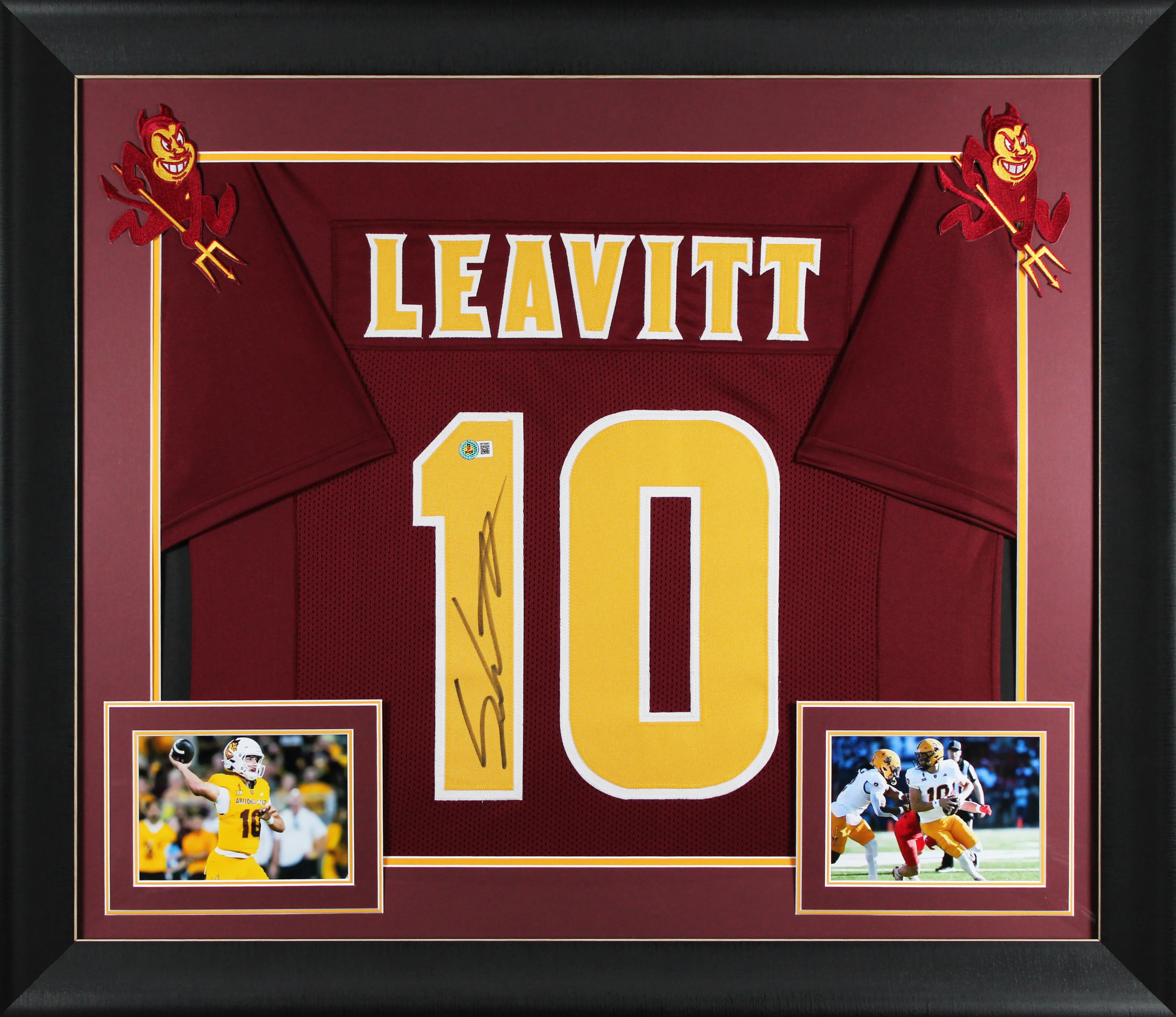 Arizona State Sam Leavitt Signed Maroon Pro Style Framed Jersey BAS Witnessed - Image 2