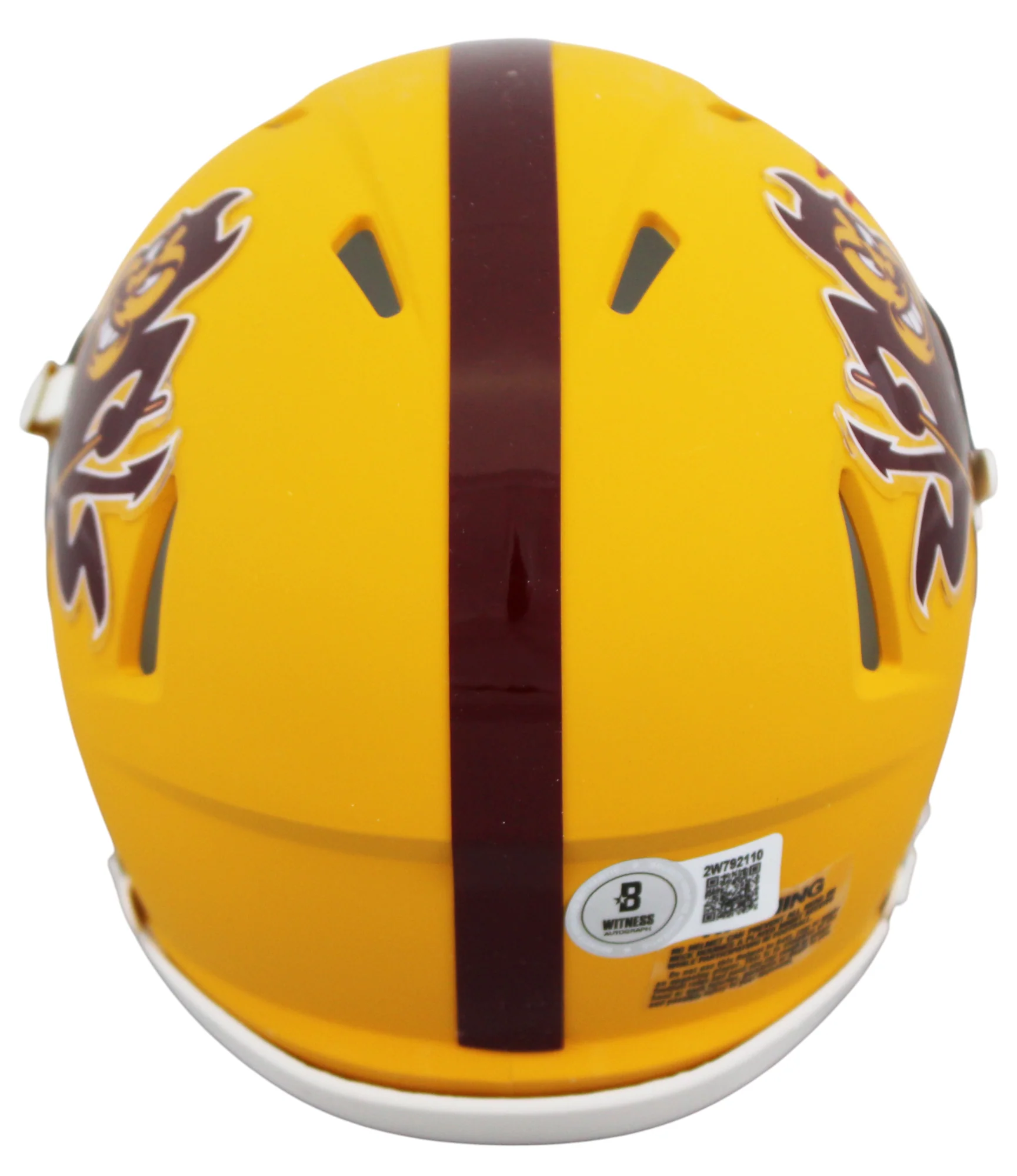 Arizona State Sam Leavitt Signed Sparky Speed Mini Helmet W/ Case BAS Witnessed - Image 4