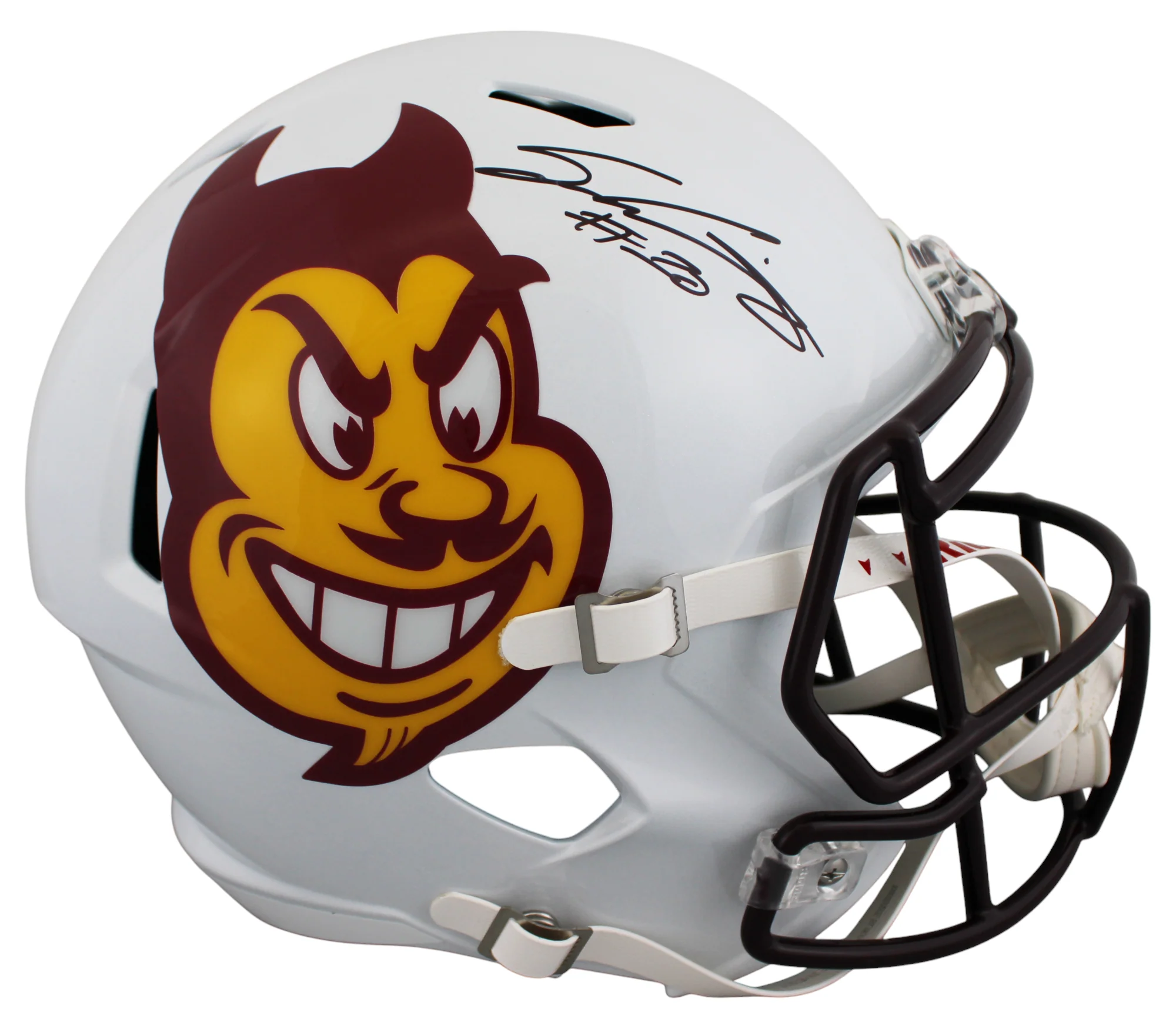 Arizona State Sam Leavitt Signed White Full Size Speed Rep Helmet BAS Witnessed - Image 2