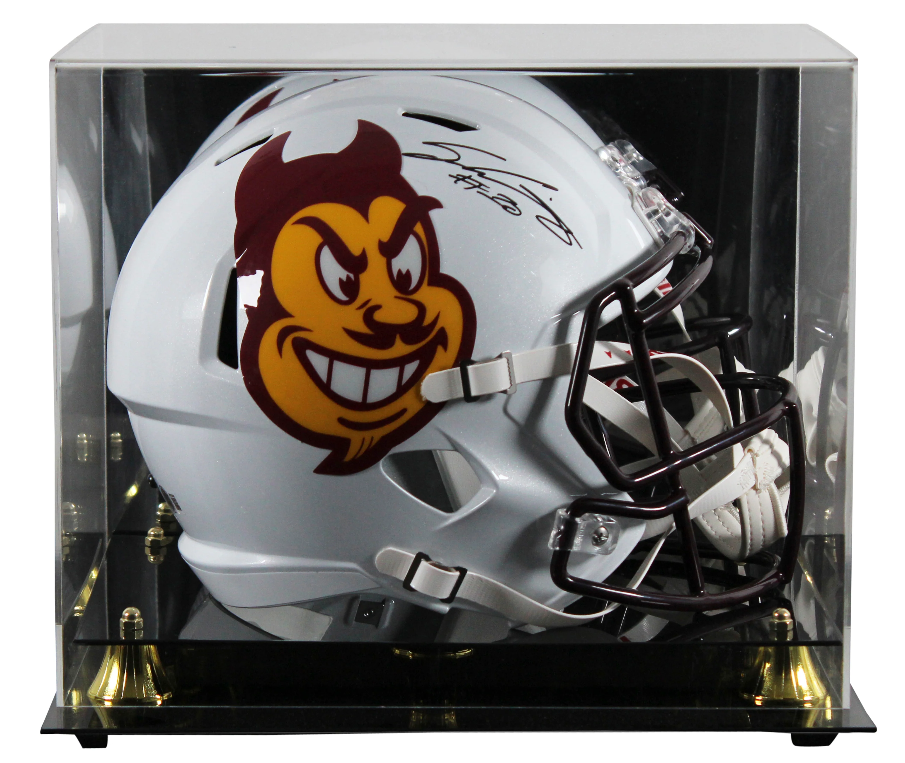 Arizona State Sam Leavitt Signed White Full Size Speed Rep Helmet W/ Case BAS W - Image 2