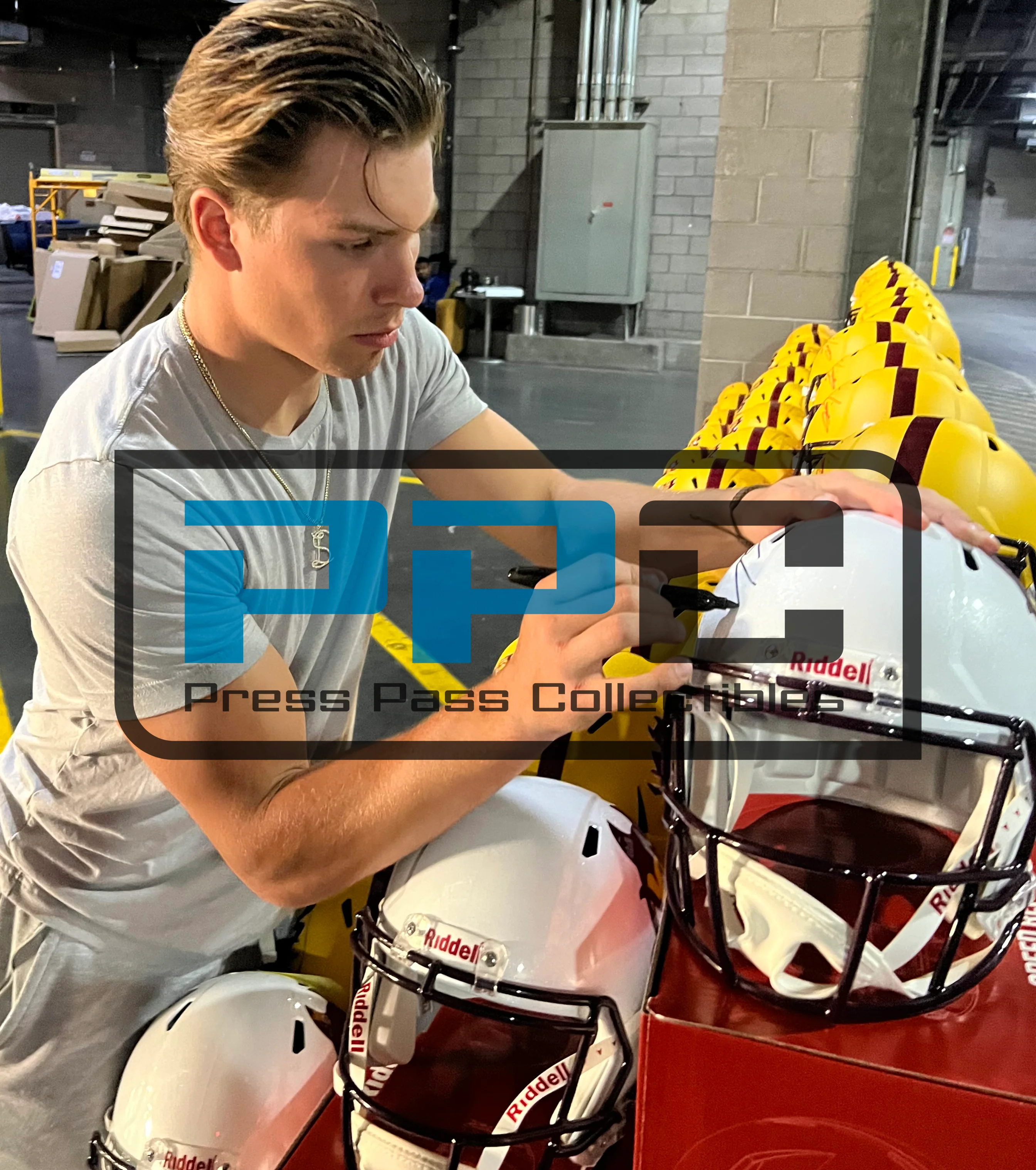 Arizona State Sam Leavitt Signed White Full Size Speed Rep Helmet W/ Case BAS W - Image 6