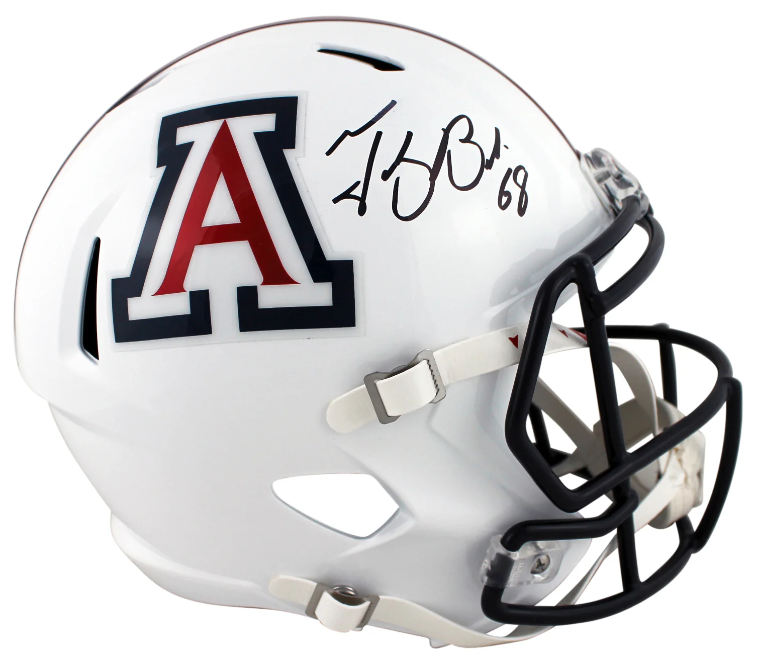 Arizona Tedy Bruschi Signed White Full Size Speed Rep Helmet W/ Case BAS Witness - Image 2