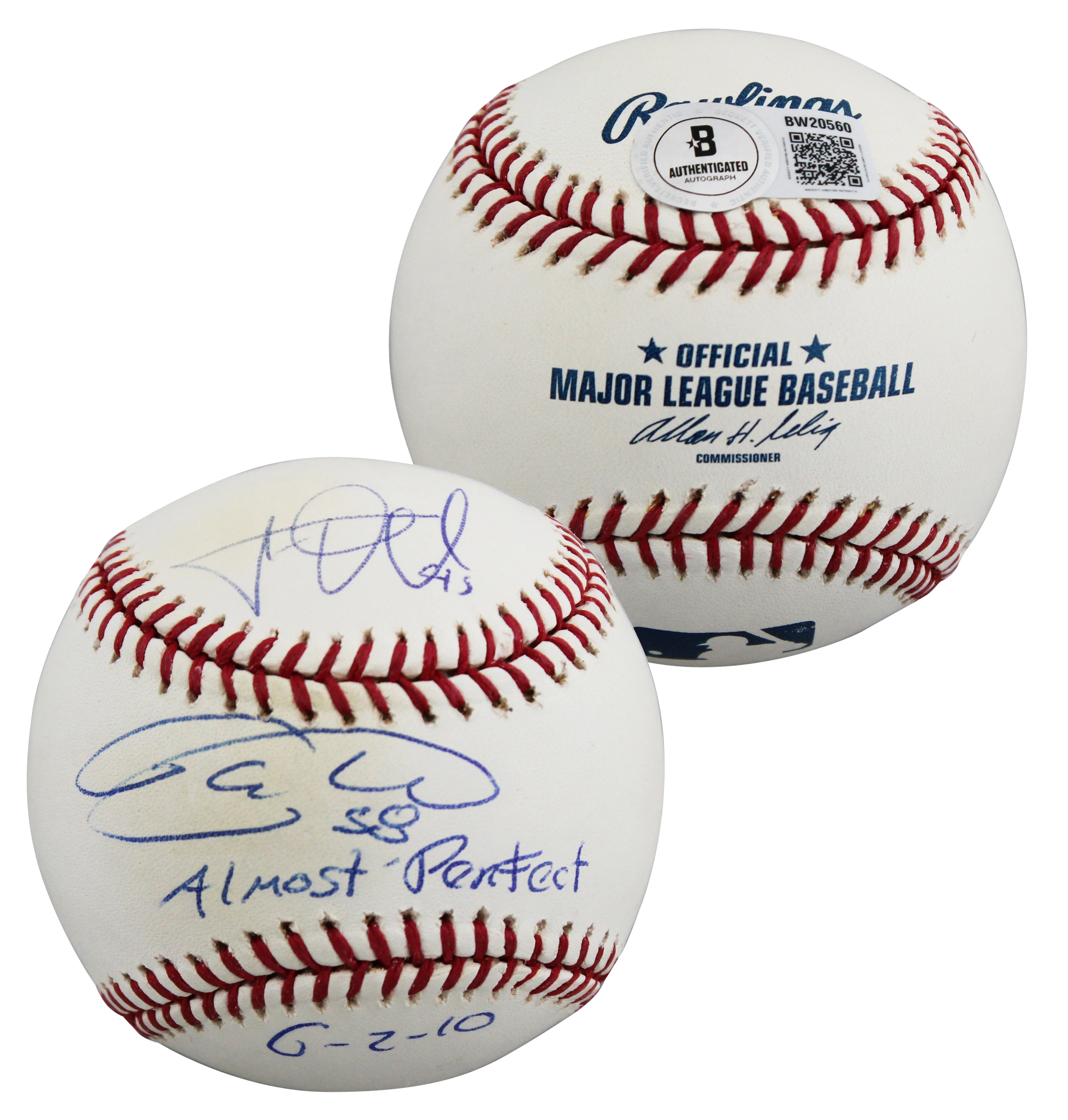 Armando Galarraga & Jason Donald "Almost Perfect" Signed Baseball BAS #BW20560 - Image 2