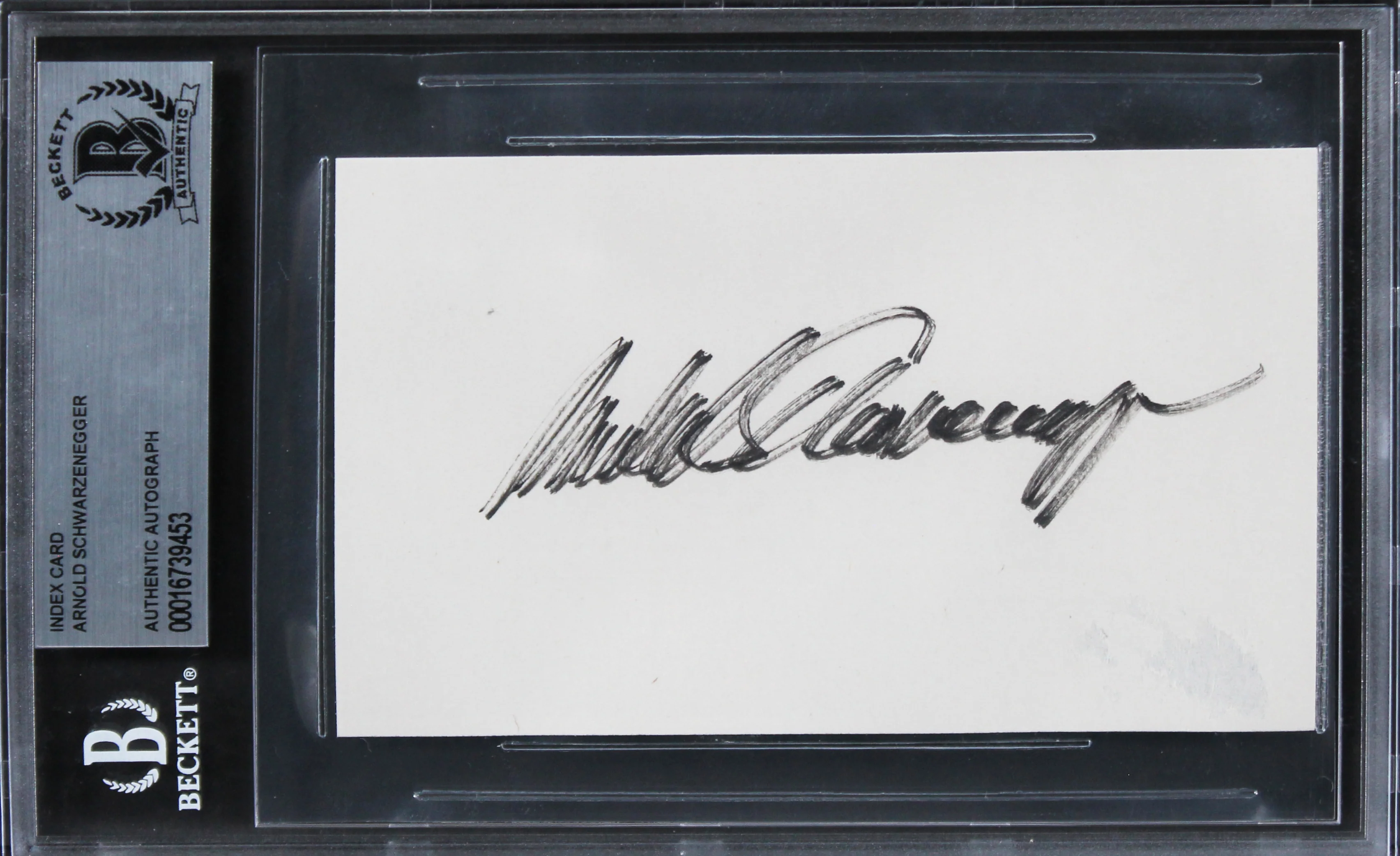 Arnold Schwarzenegger Terminator Authentic Signed 3x5 Index Card BAS Slabbed 1 - Image 2
