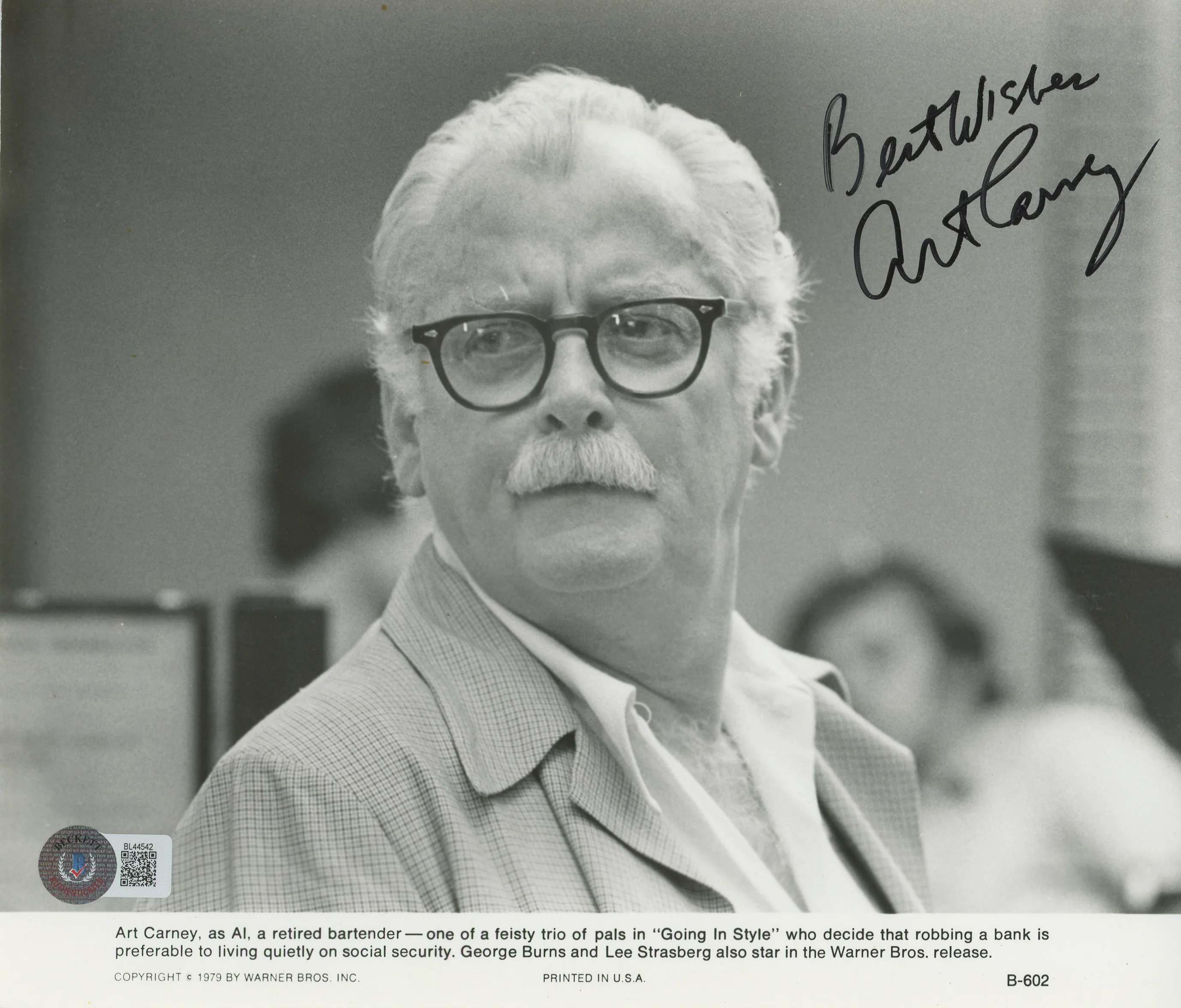 Art Carney Going in Style Authentic Signed 8x9.25 Photo Autographed BAS #BL44542 - Image 2