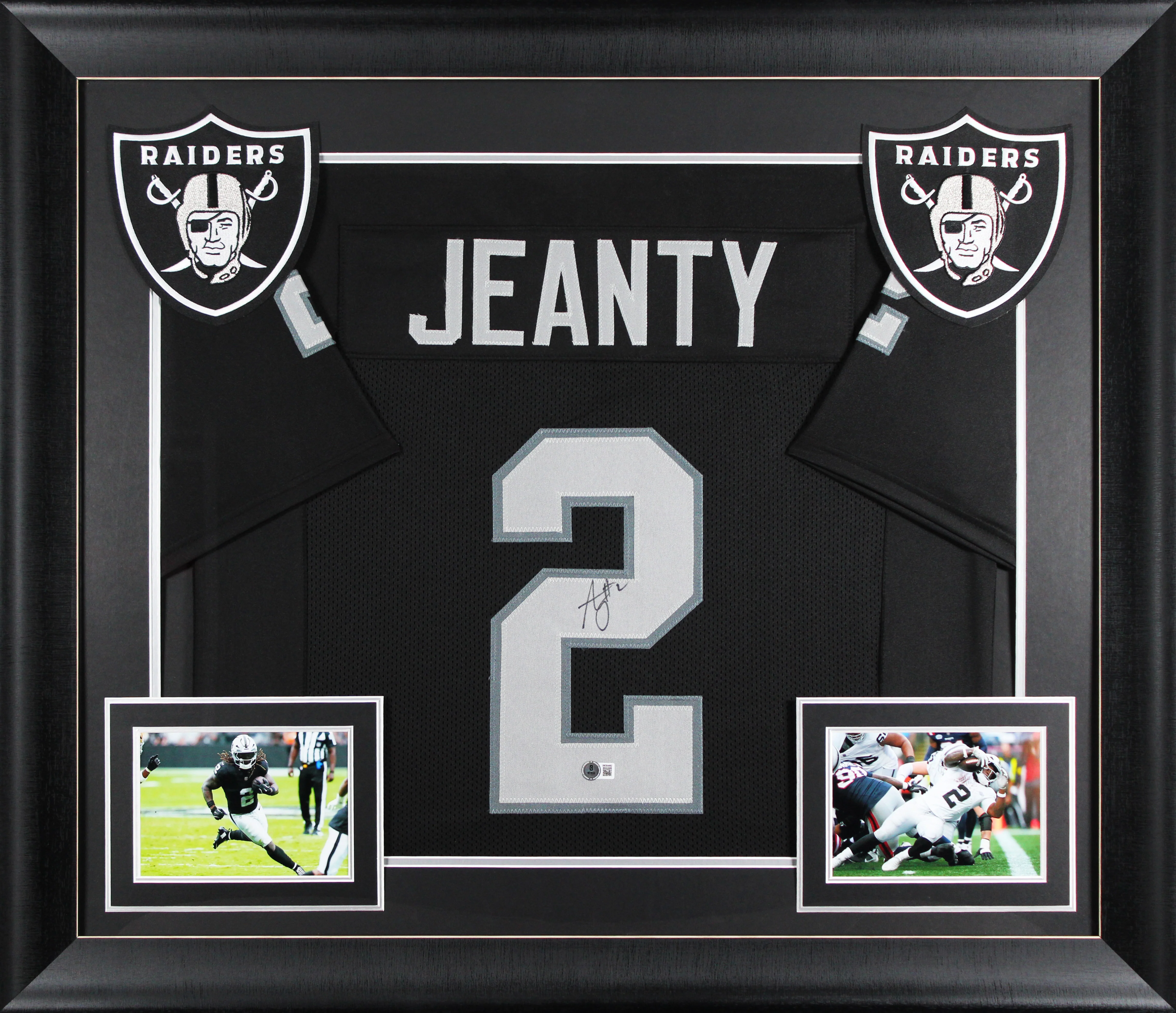 Ashton Jeanty Authentic Signed Black Pro Style Framed Jersey BAS Witnessed 2
