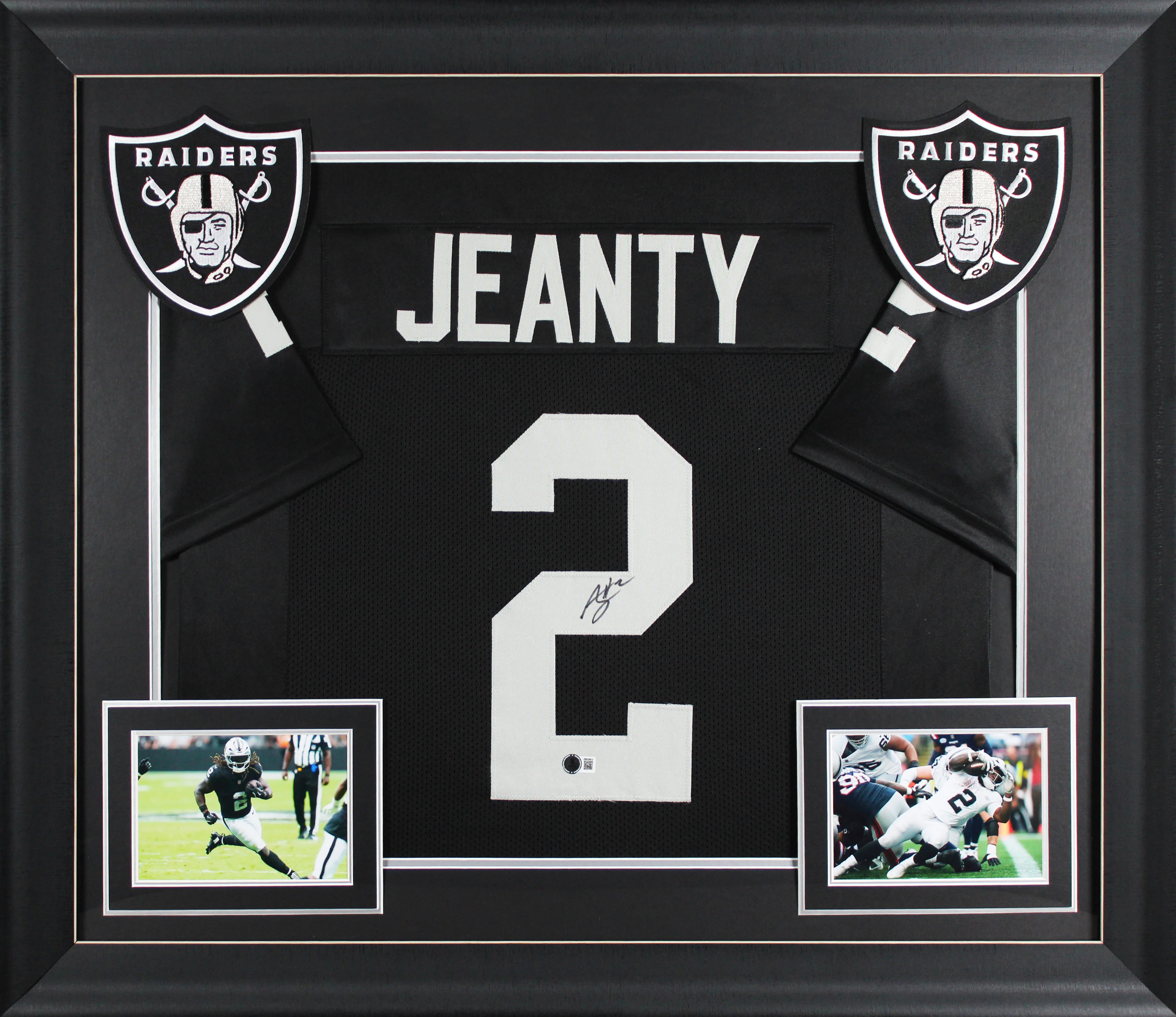 Ashton Jeanty Authentic Signed Black Pro Style Framed Jersey BAS Witnessed - Image 2
