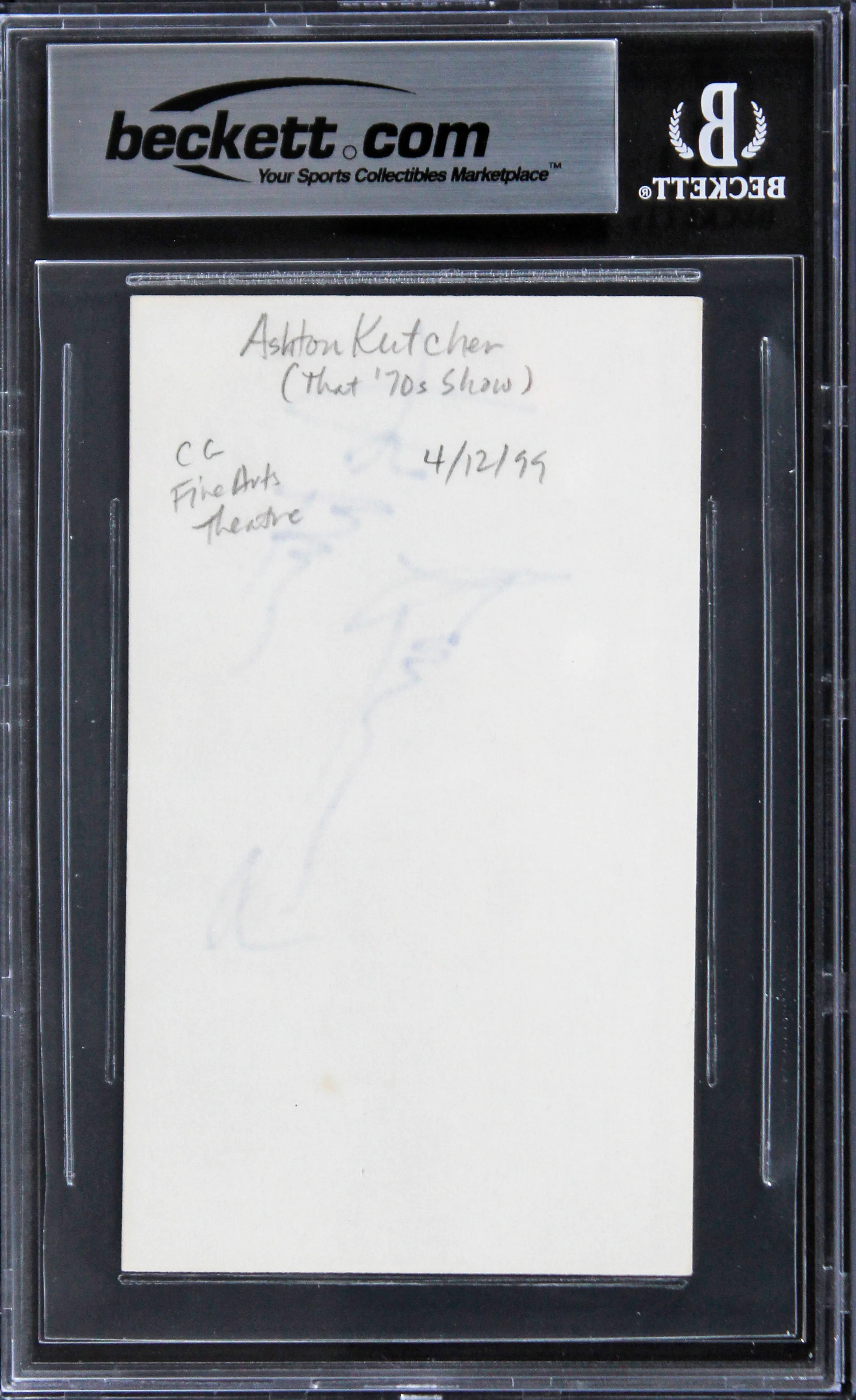 Ashton Kutcher That 70's Show Authentic Signed 3x5 Index Card BAS Slabbed 1 - Image 3