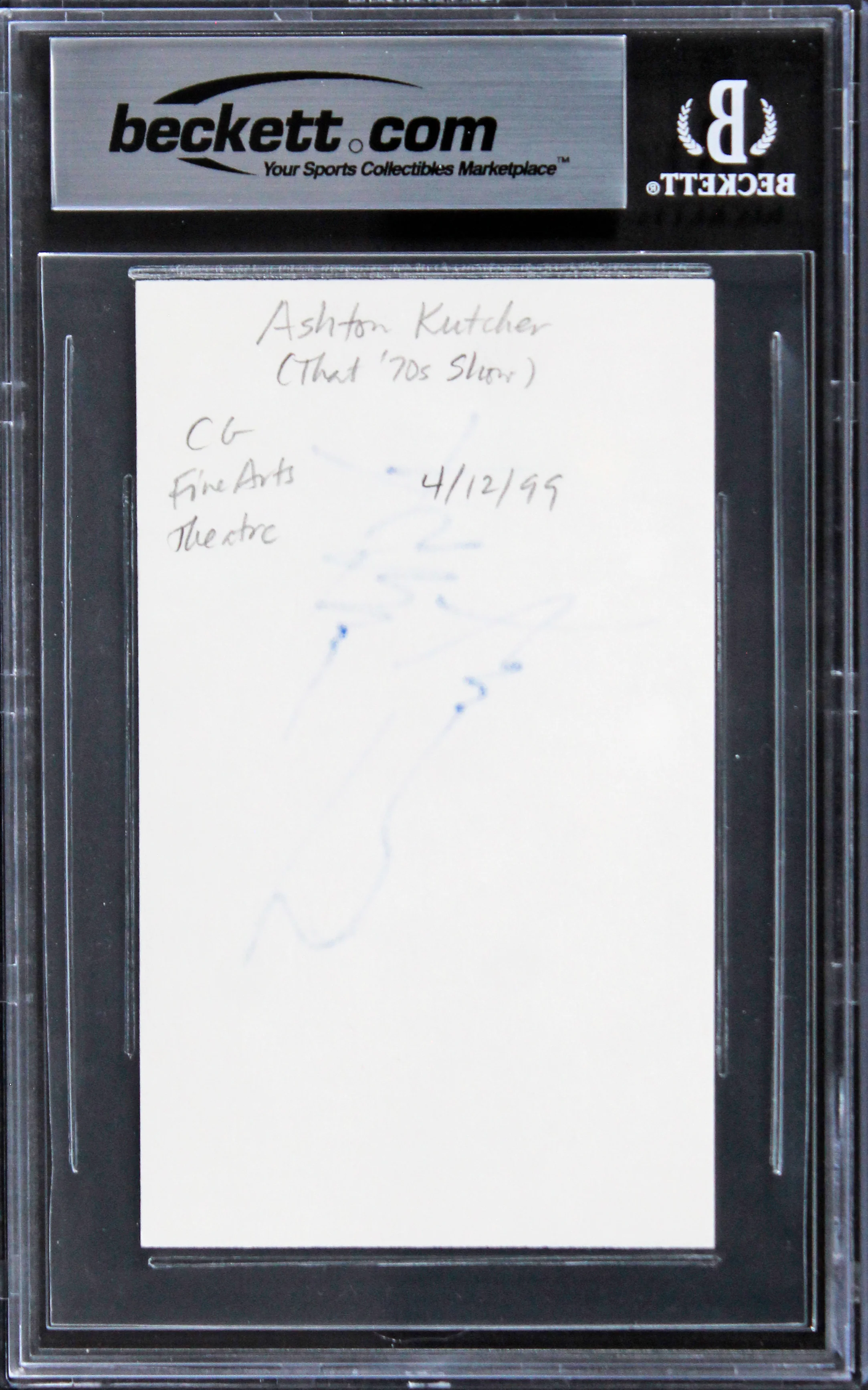Ashton Kutcher That 70's Show Authentic Signed 3x5 Index Card BAS Slabbed 3 - Image 3