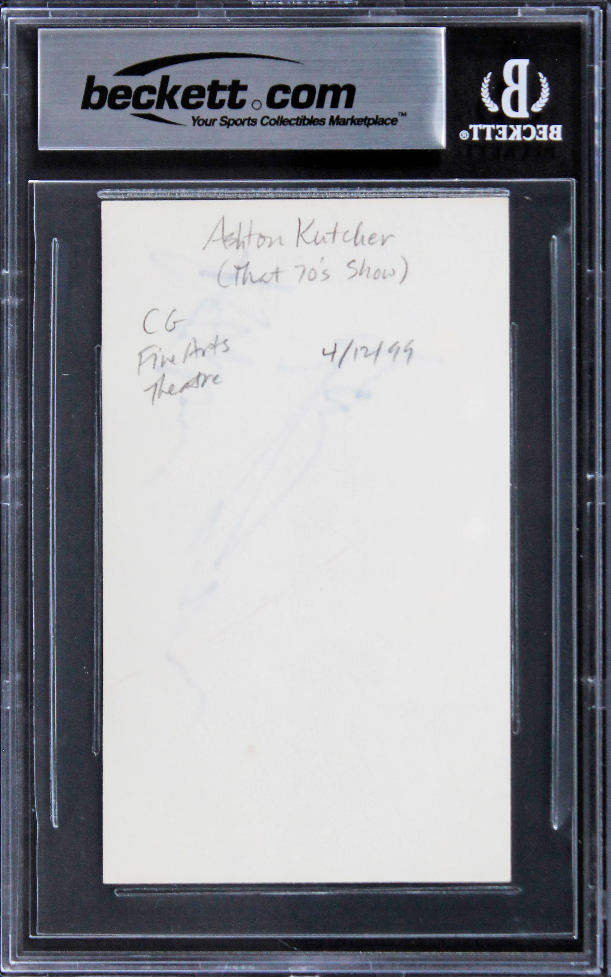Ashton Kutcher That 70's Show Authentic Signed 3x5 Index Card BAS Slabbed 4 - Image 3
