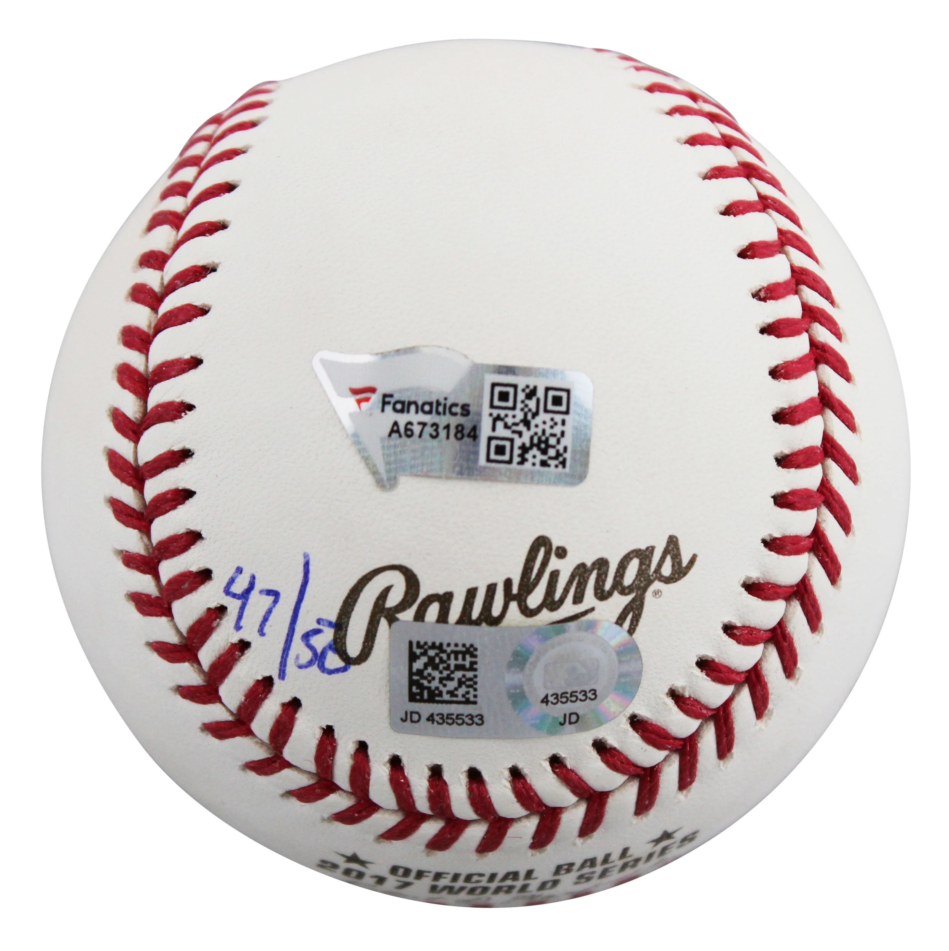 Astros George Springer "4x Insc" Signed 2017 WS Oml LE #47/50 Baseball Fanatics - Image 5