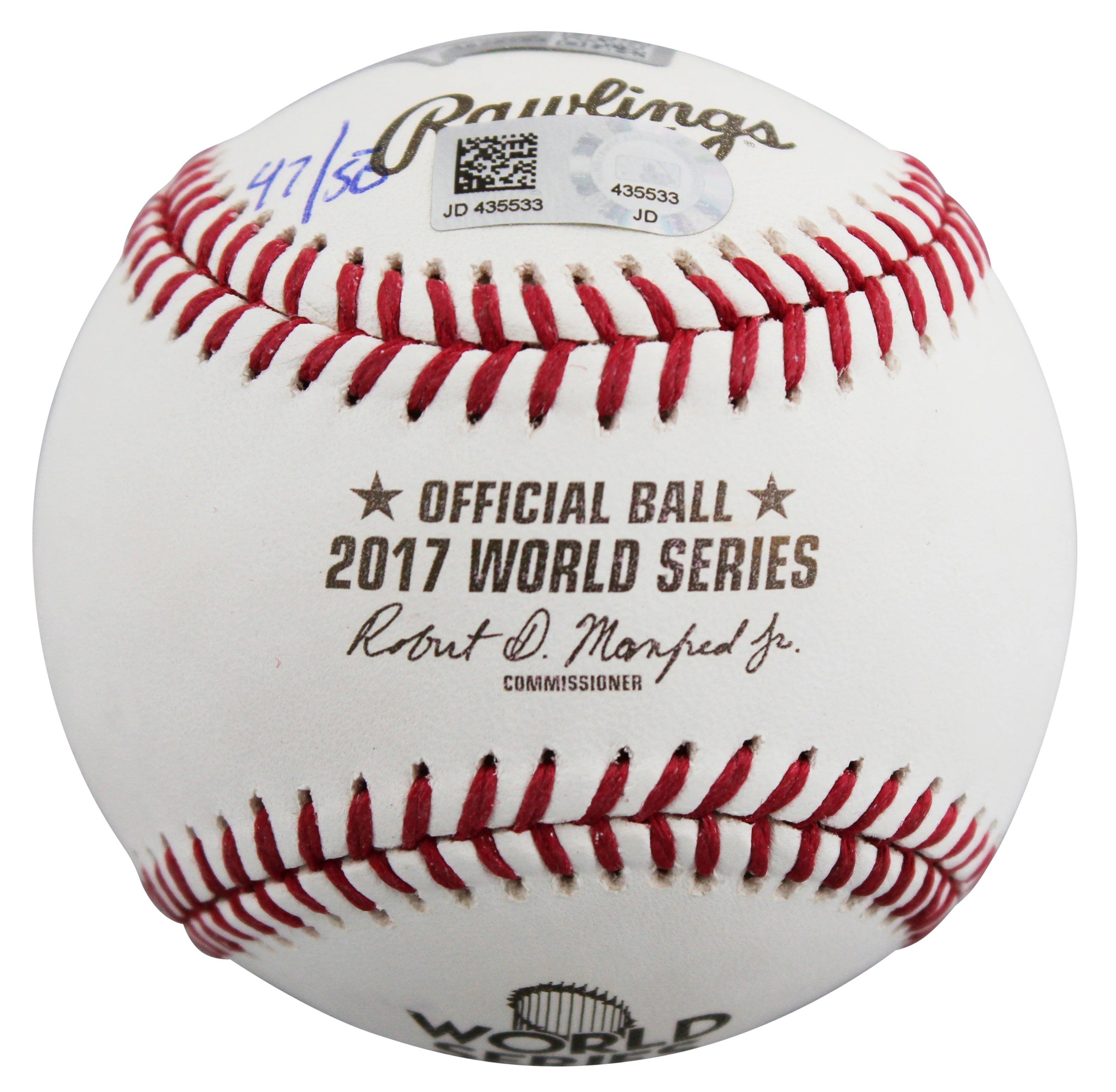 Astros George Springer "4x Insc" Signed 2017 WS Oml LE #47/50 Baseball Fanatics - Image 8