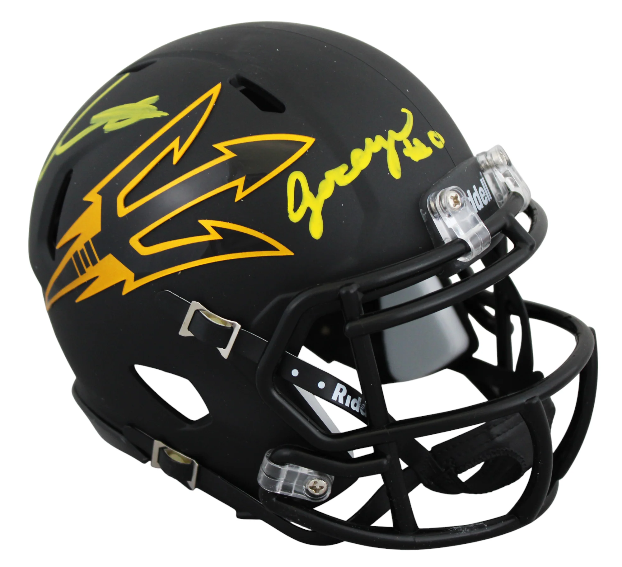 ASU Sam Leavitt & Jordyn Tyson Signed Black Speed Mini Helmet W/ Case BAS Wit - Image 4
