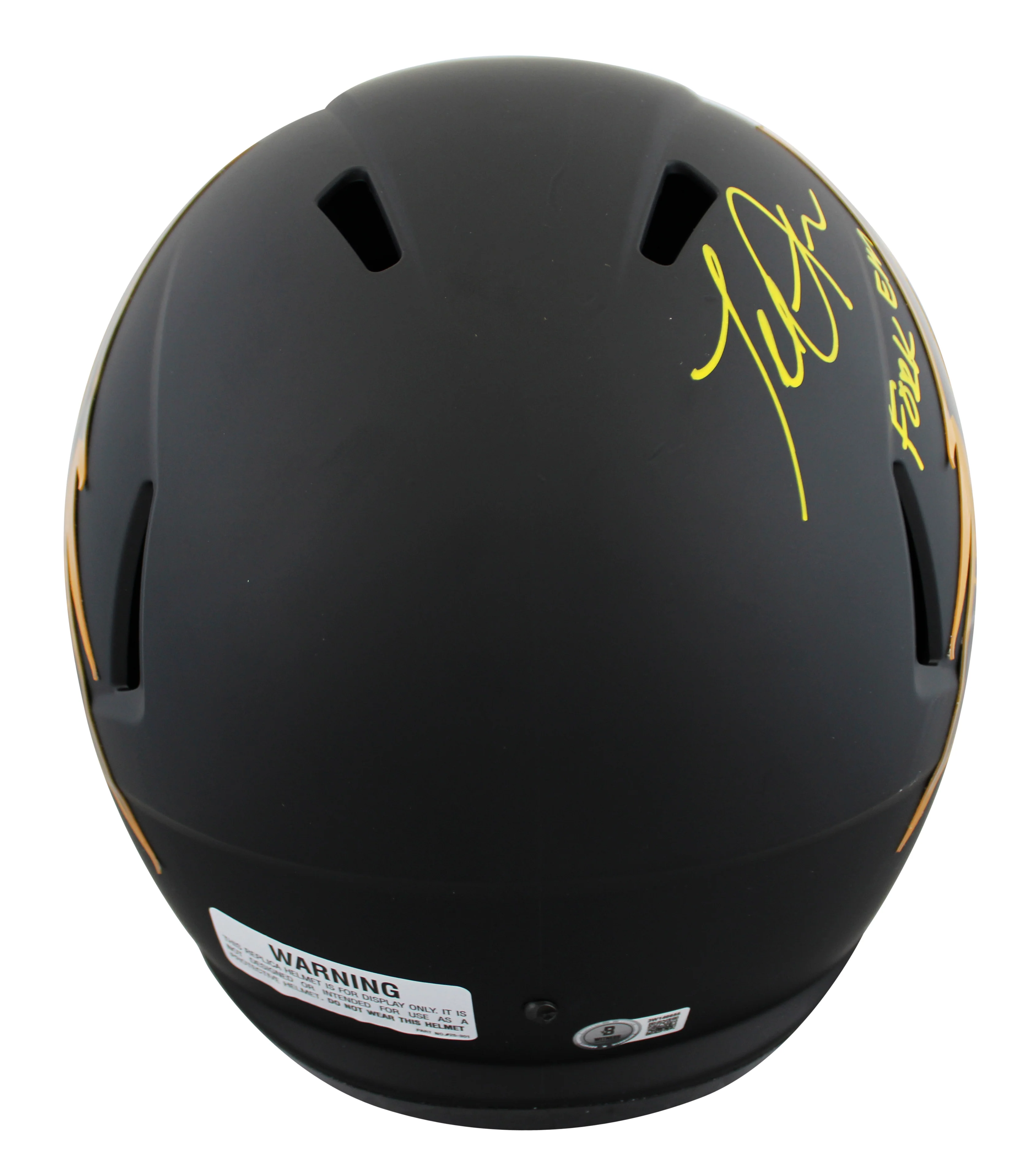 ASU Terrell Suggs "Fork Em" Signed Black F/S Speed Rep Helmet W/ Case BAS Wit - Image 4