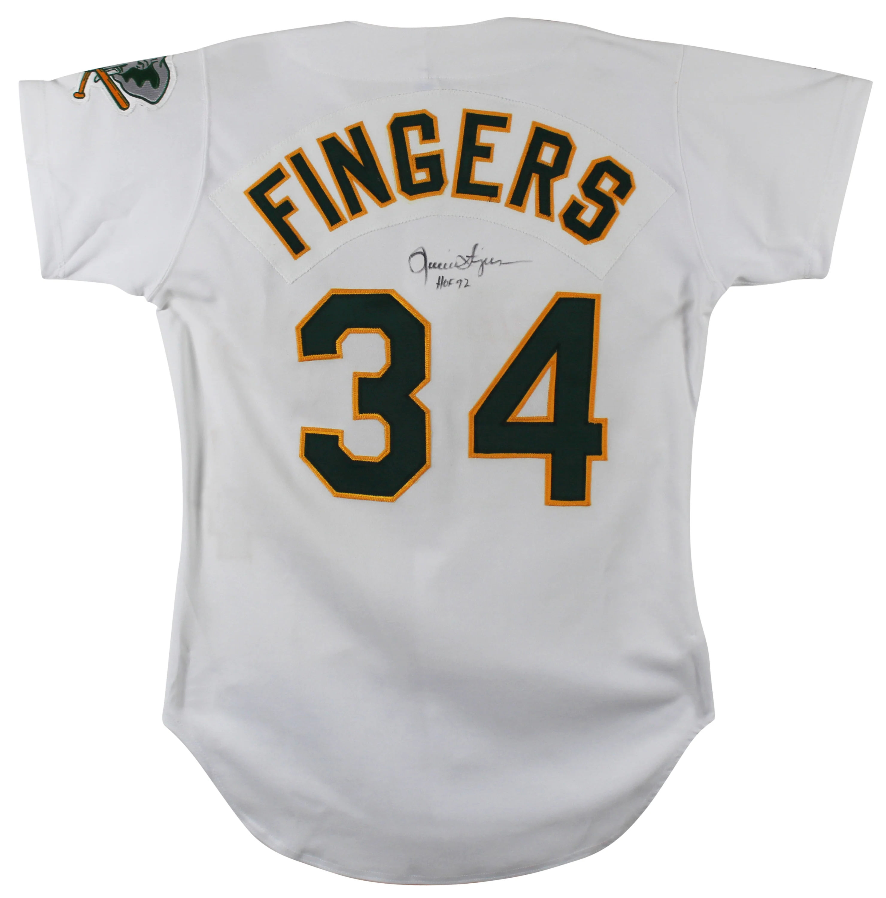 Athletics Rollie Fingers "HOF 92" Signed White Russell Athletic Jersey BAS