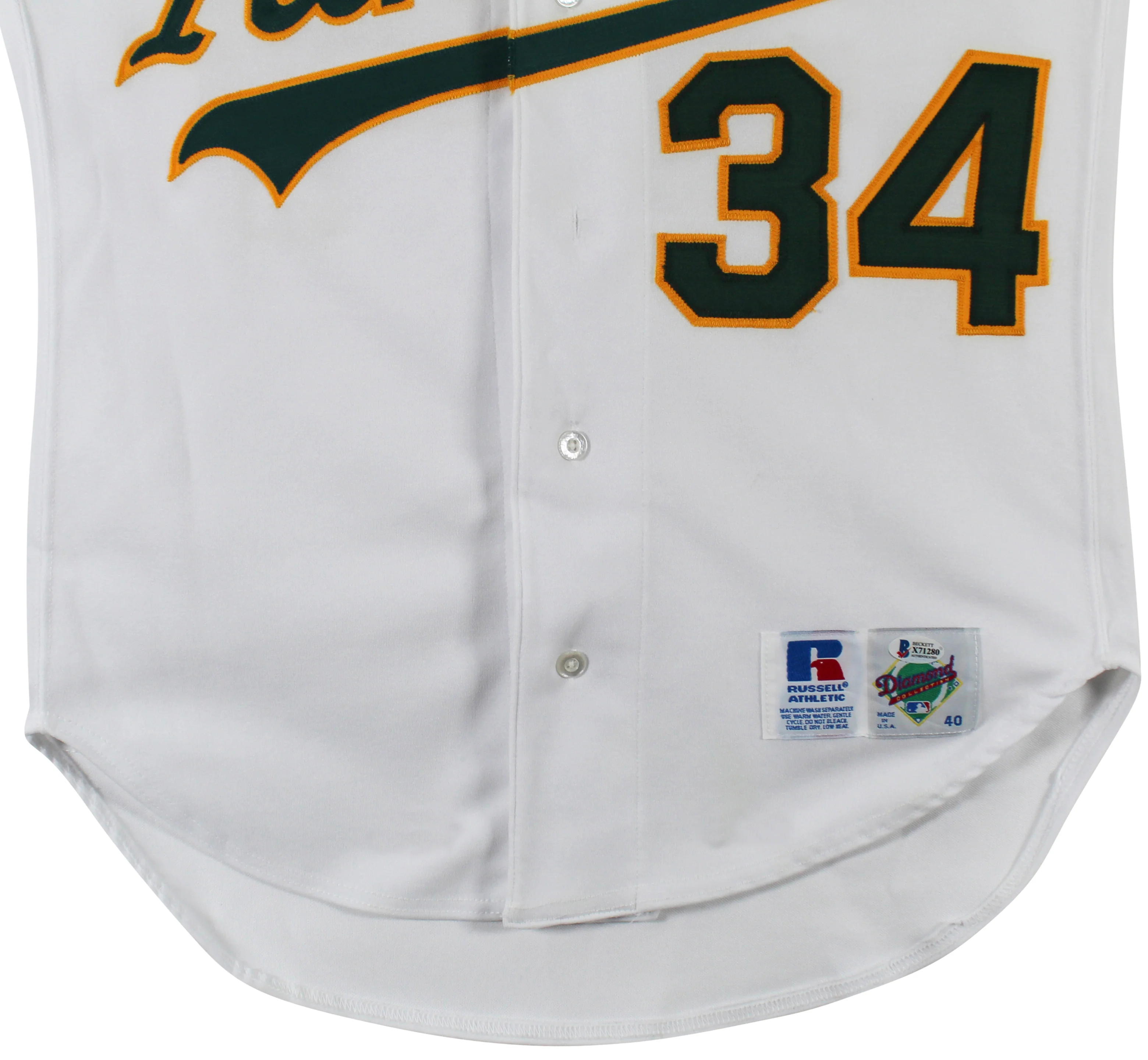 Athletics Rollie Fingers "HOF 92" Signed White Russell Athletic Jersey BAS - Image 8