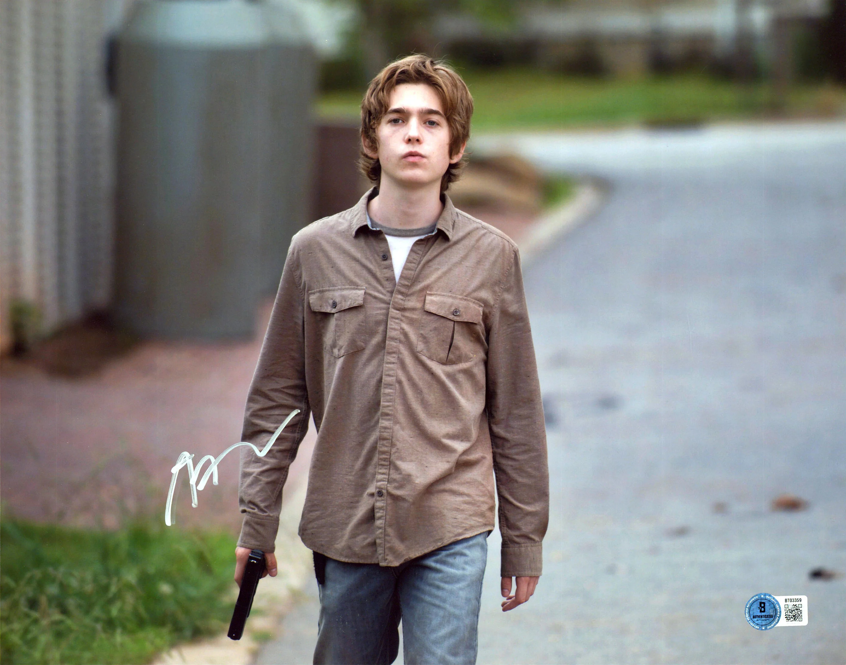 Austin Abrams The Walking Dead Authentic Signed 11x14 Photo BAS #BT03359 - Image 2