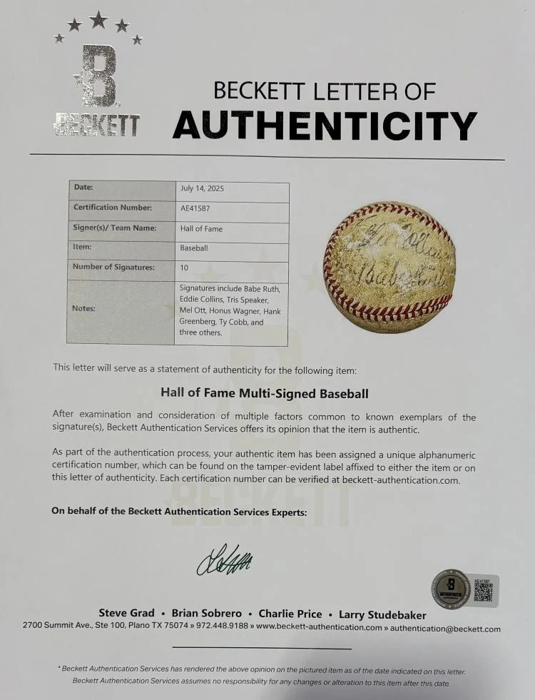 Babe Ruth Cobb Wagner & More Signed Official National League Baseball PSA+BAS - Image 8