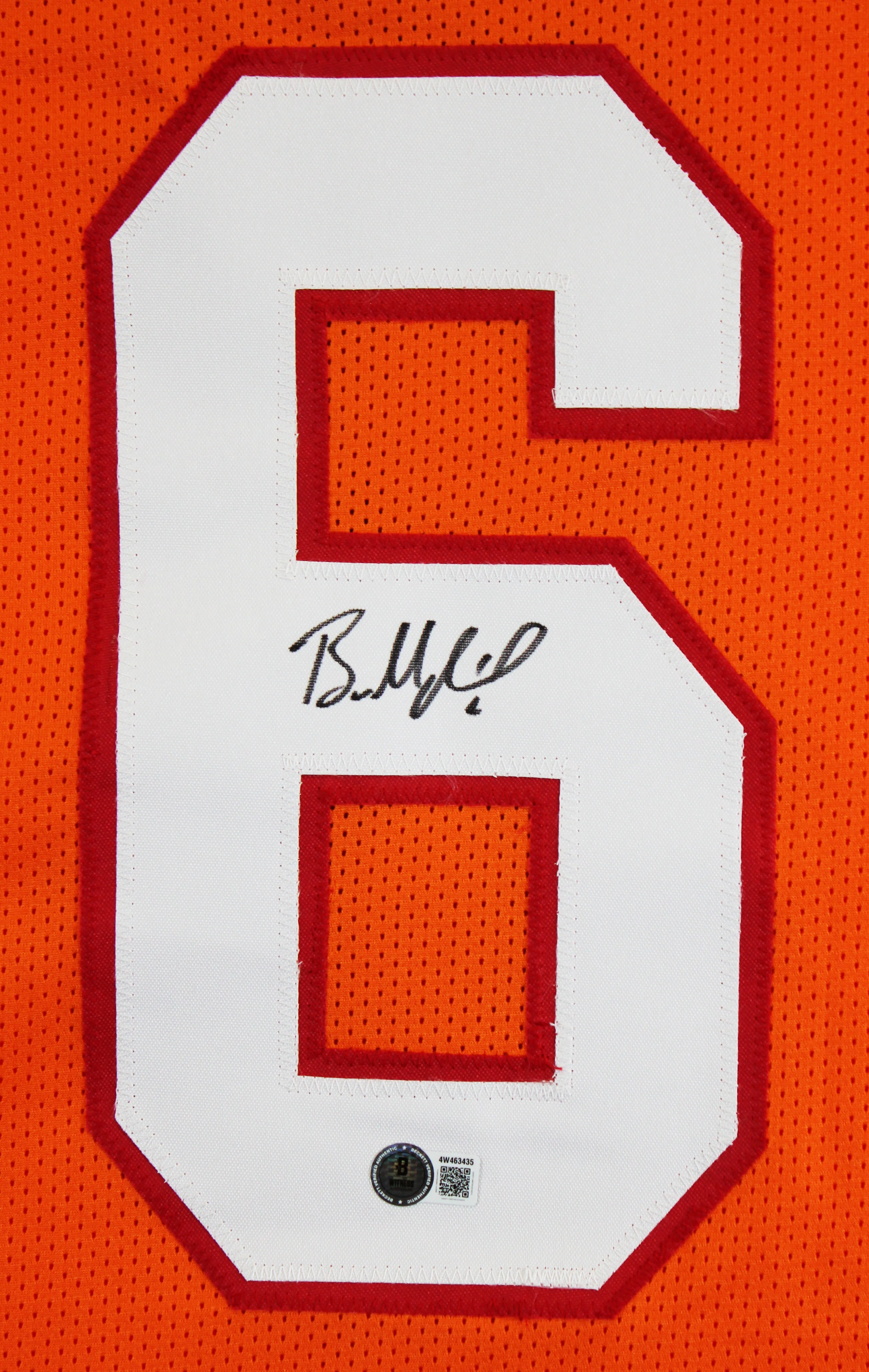 Baker Mayfield Authentic Signed Orange Throwback Pro Style Jersey BAS Witnessed - Image 3