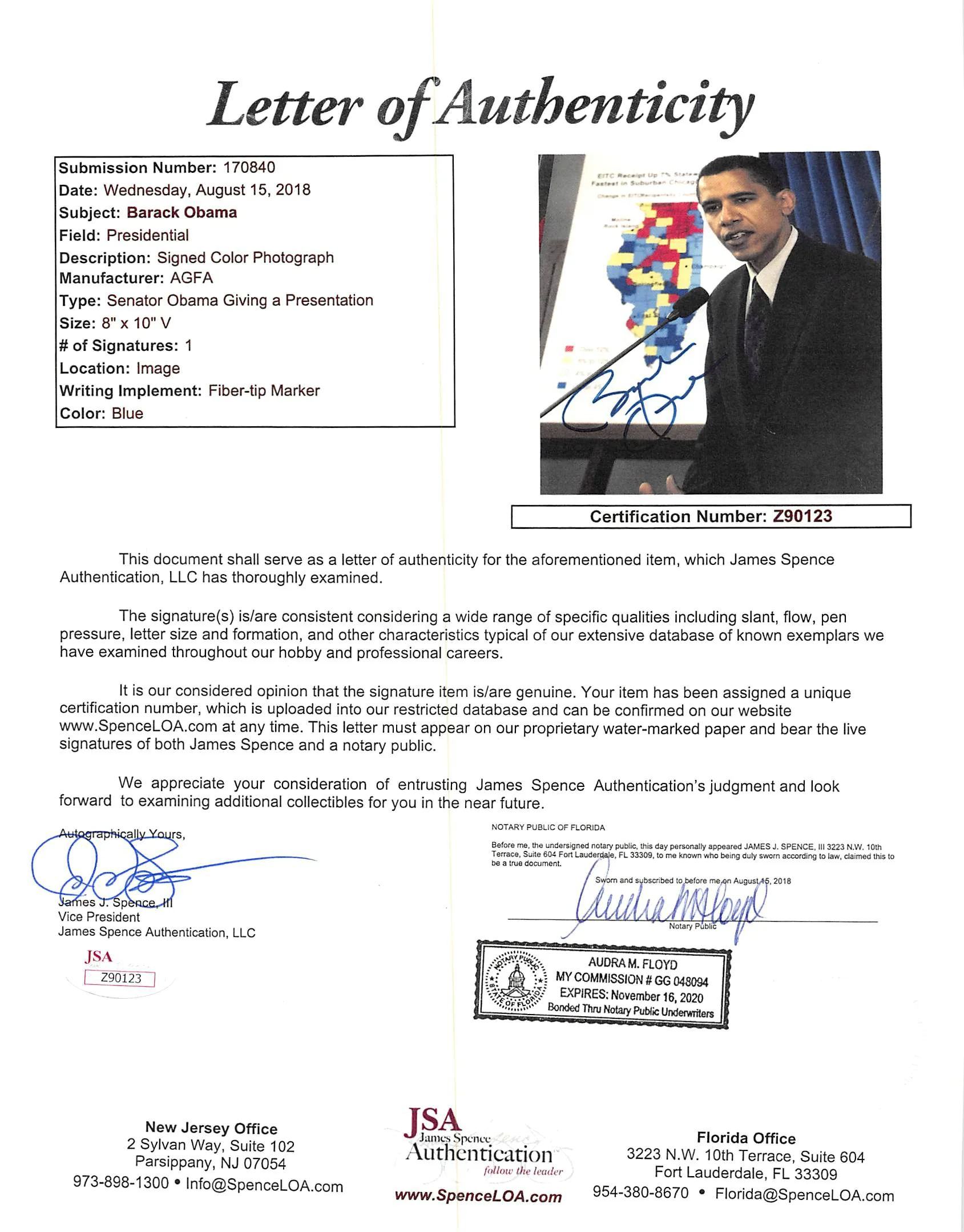 Barack Obama President Authentic Signed 8x10 Photo Autographed JSA #Z90123 - Image 3