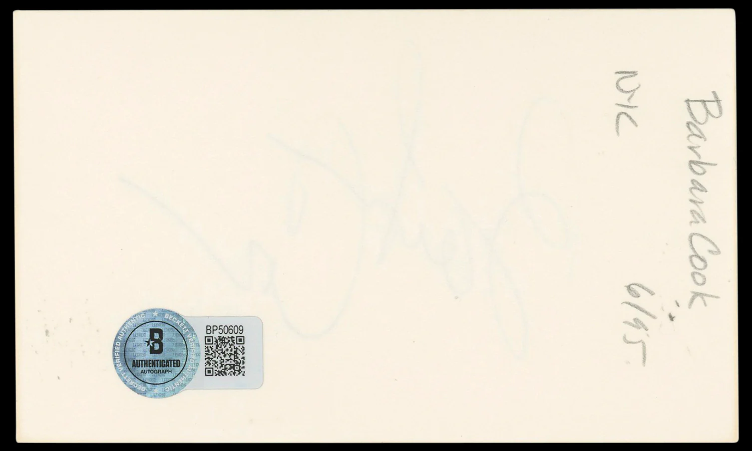 Barbara Cook Authentic Signed 3x5 Index Card Autographed BAS #BP50609 - Image 3