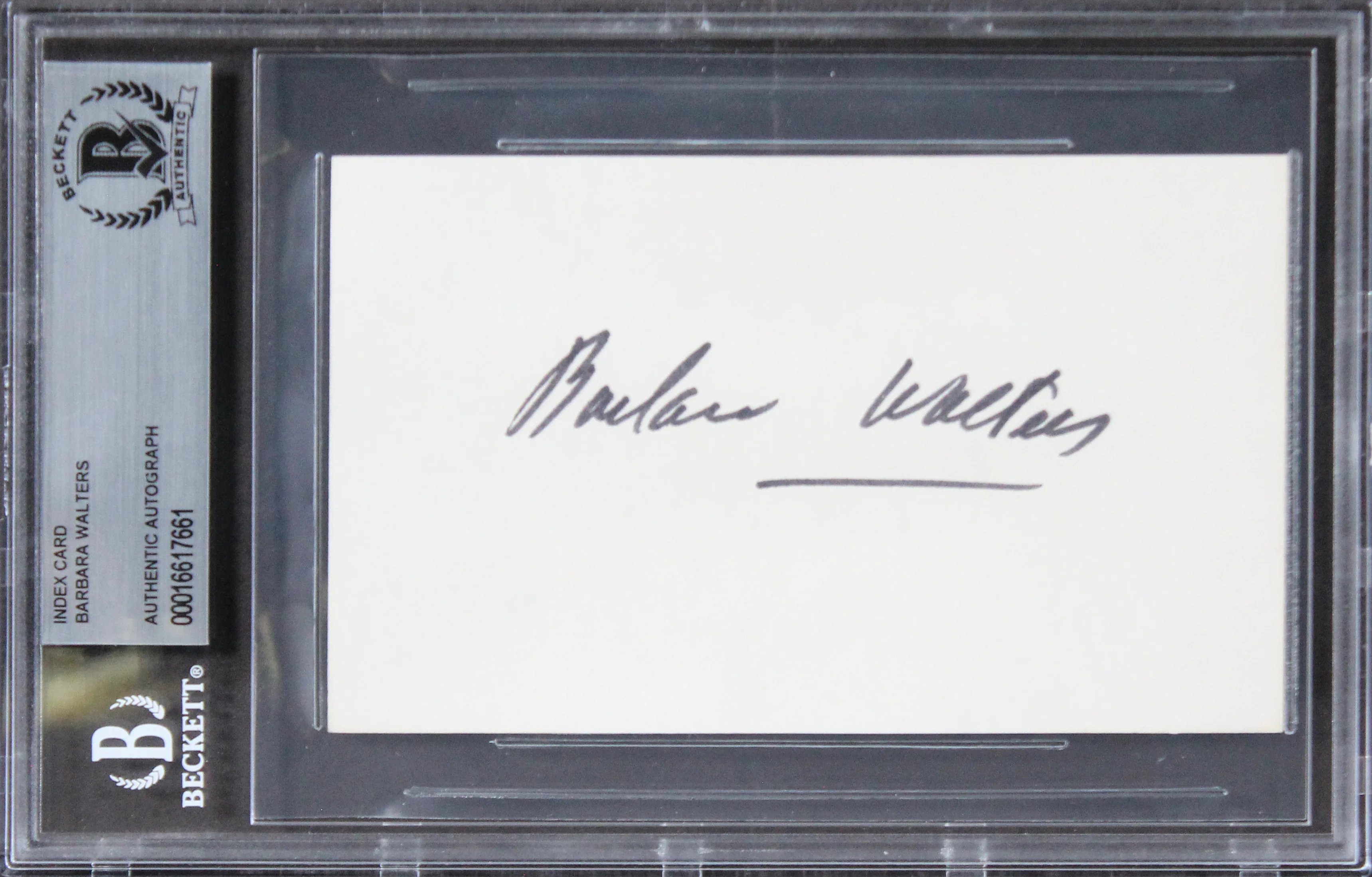 Barbara Walters The View Authentic Signed 3x5 Index Card BAS Slabbed 3 - Image 2
