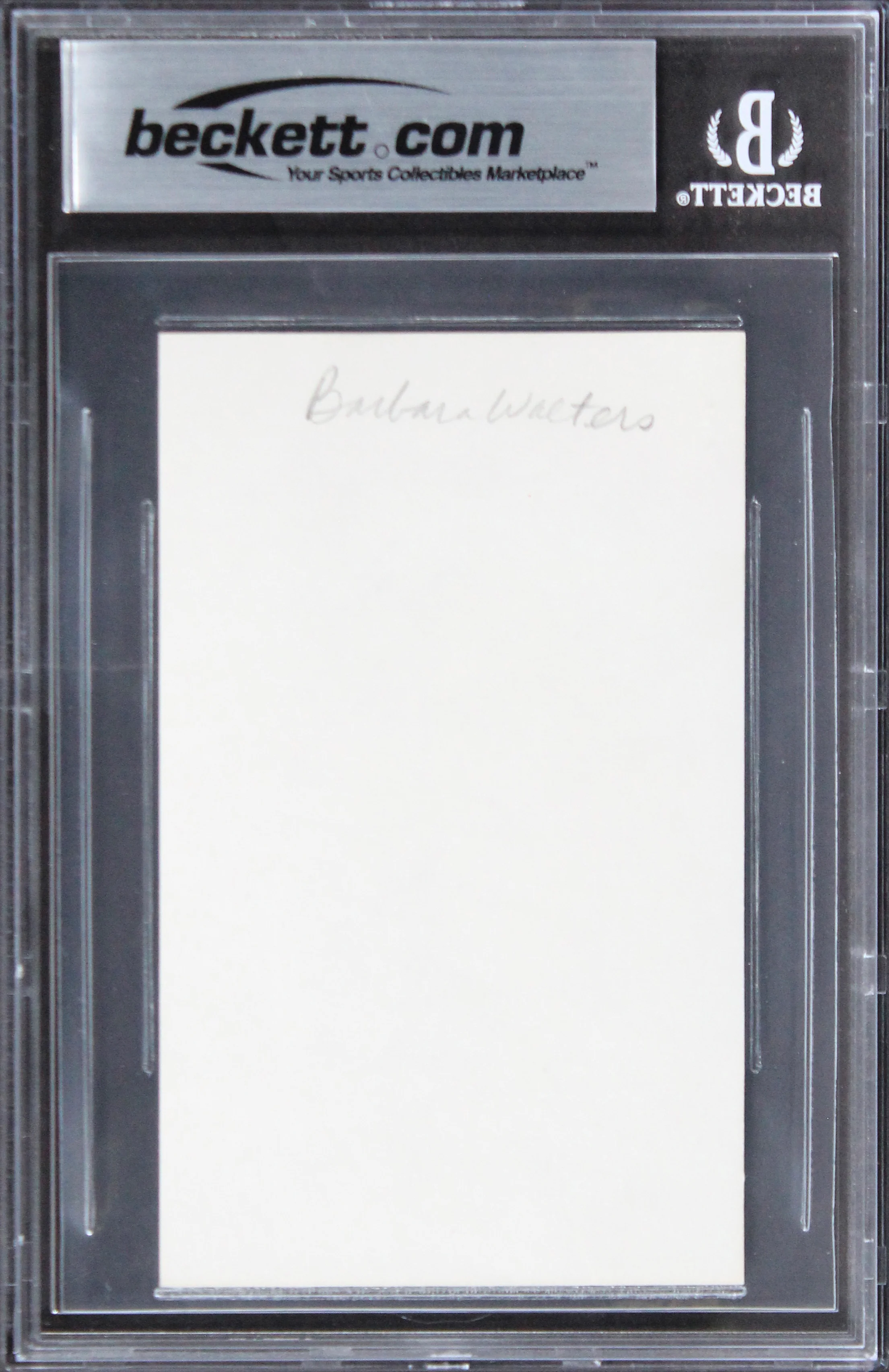 Barbara Walters The View Authentic Signed 3x5 Index Card BAS Slabbed 3 - Image 3