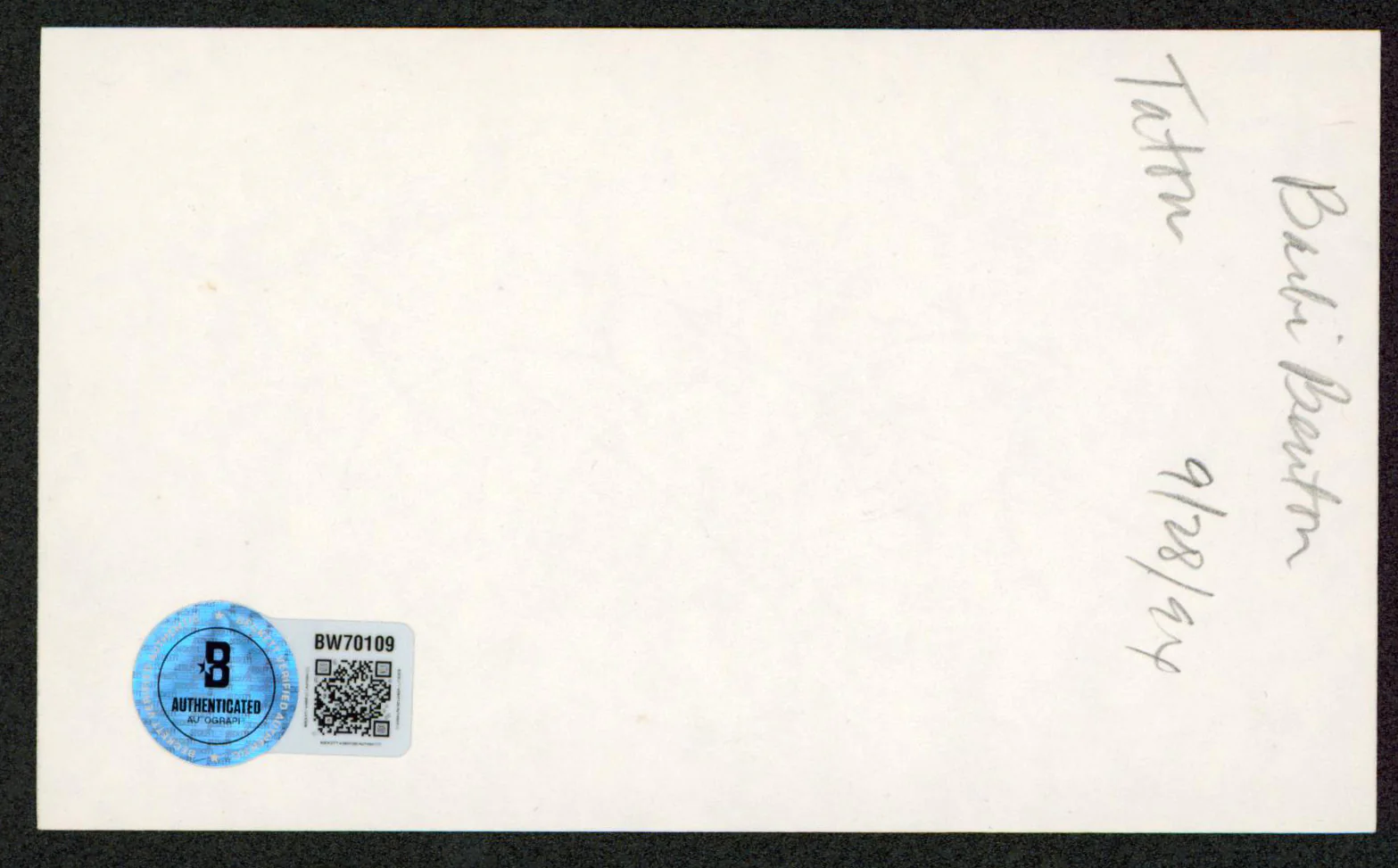 Barbi Benton X-Ray Authentic Signed 3x5 Index Card Autographed BAS #BW70109 - Image 3