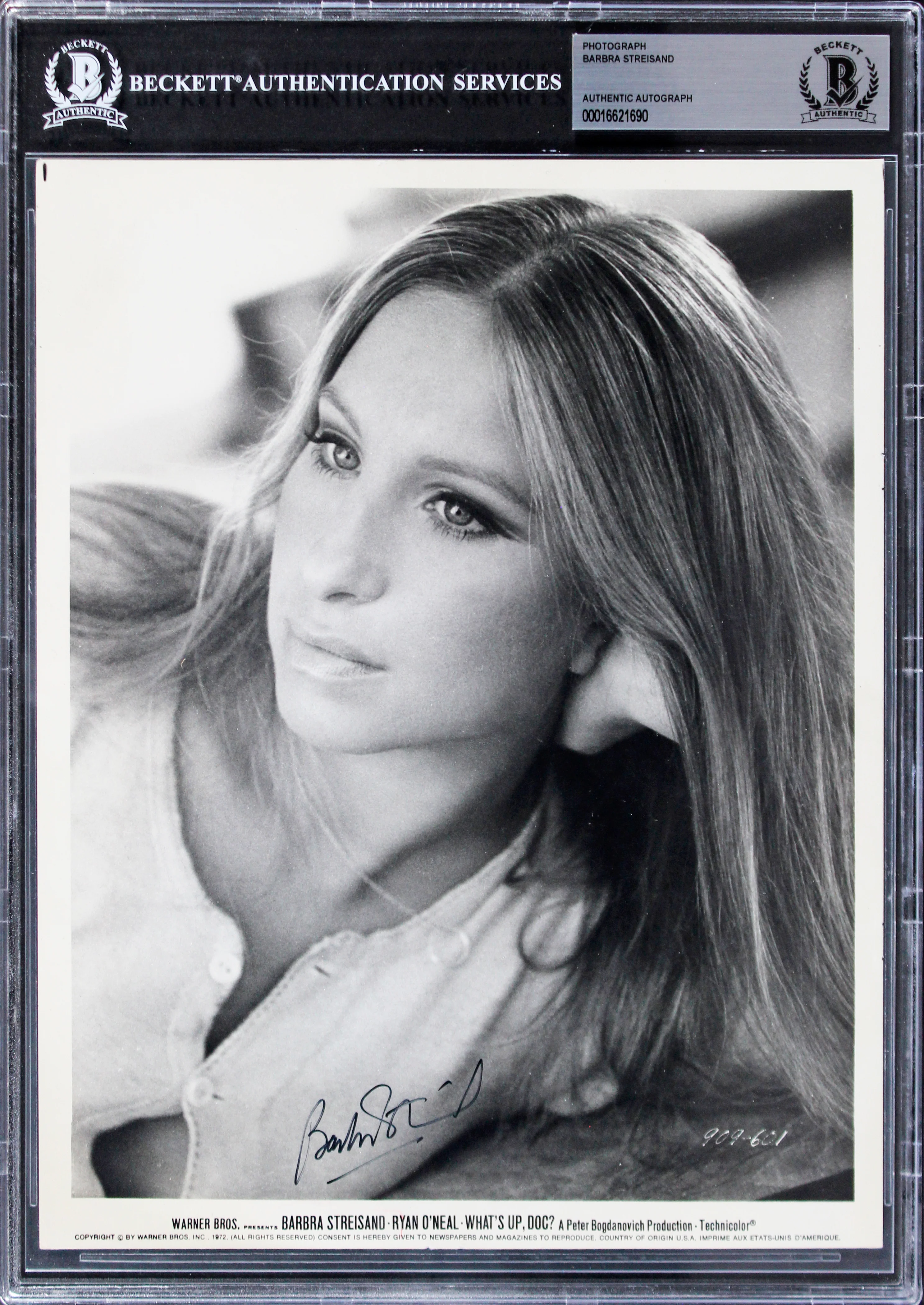 Barbra Streisand What's Up, Doc? Authentic Signed 8x10 Promp Photo BAS Slabbed - Image 2