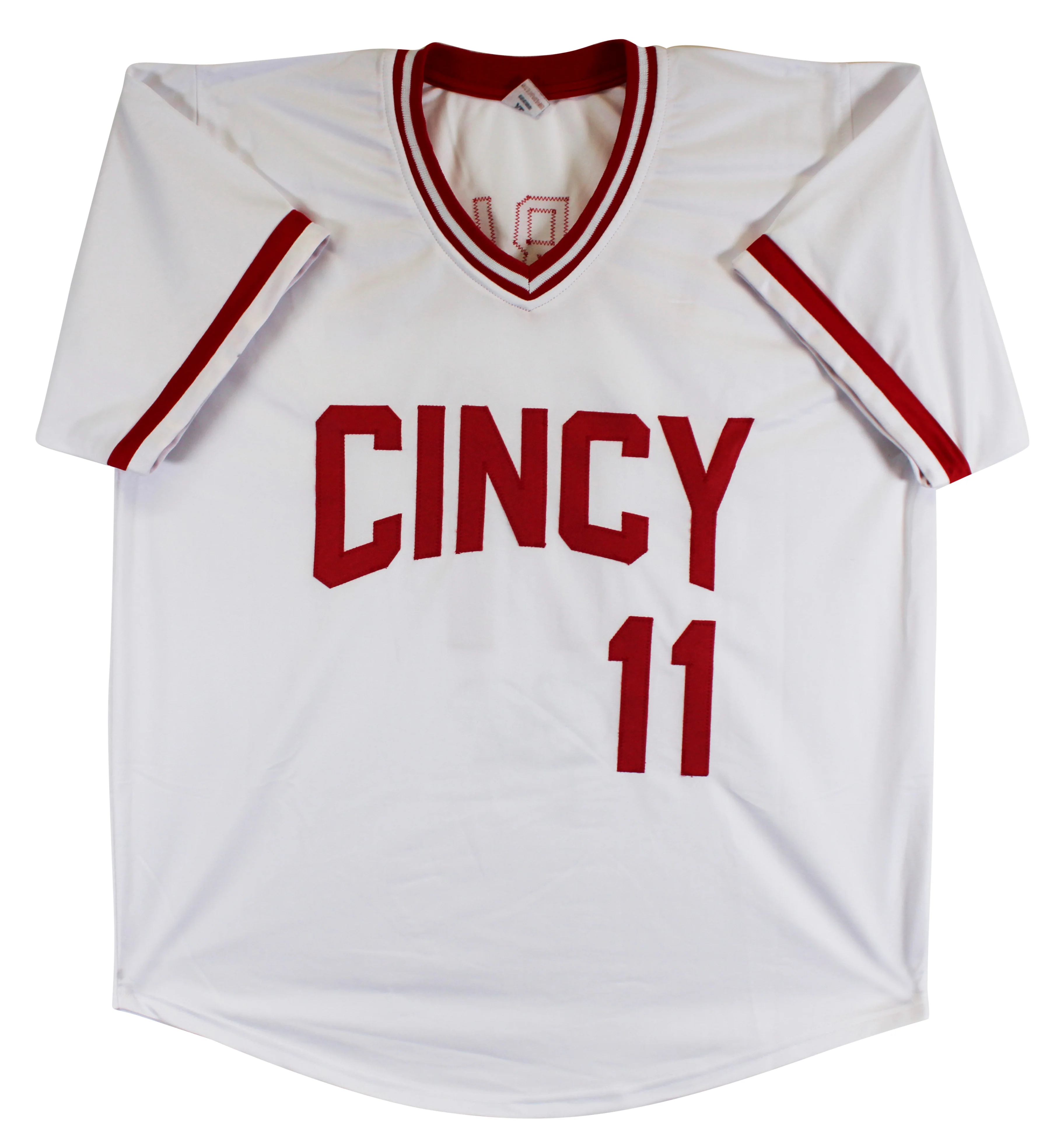 Barry Larkin Authentic Signed White Pro Style Jersey Autographed BAS Witnessed - Image 4