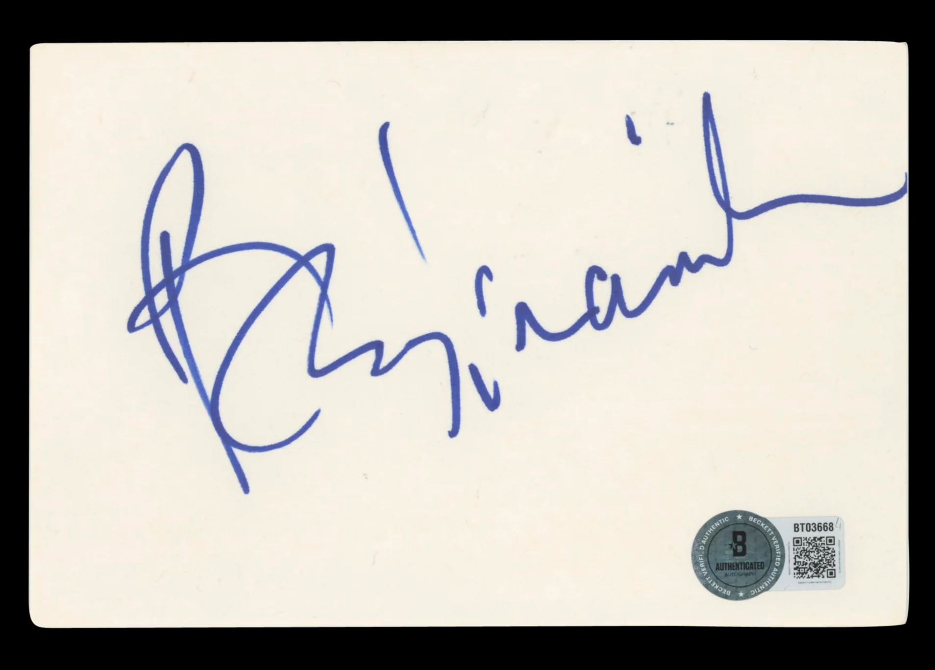 Barry Manilow Authentic Signed & Framed 4x6 Index Card Autographed BAS #BT03668