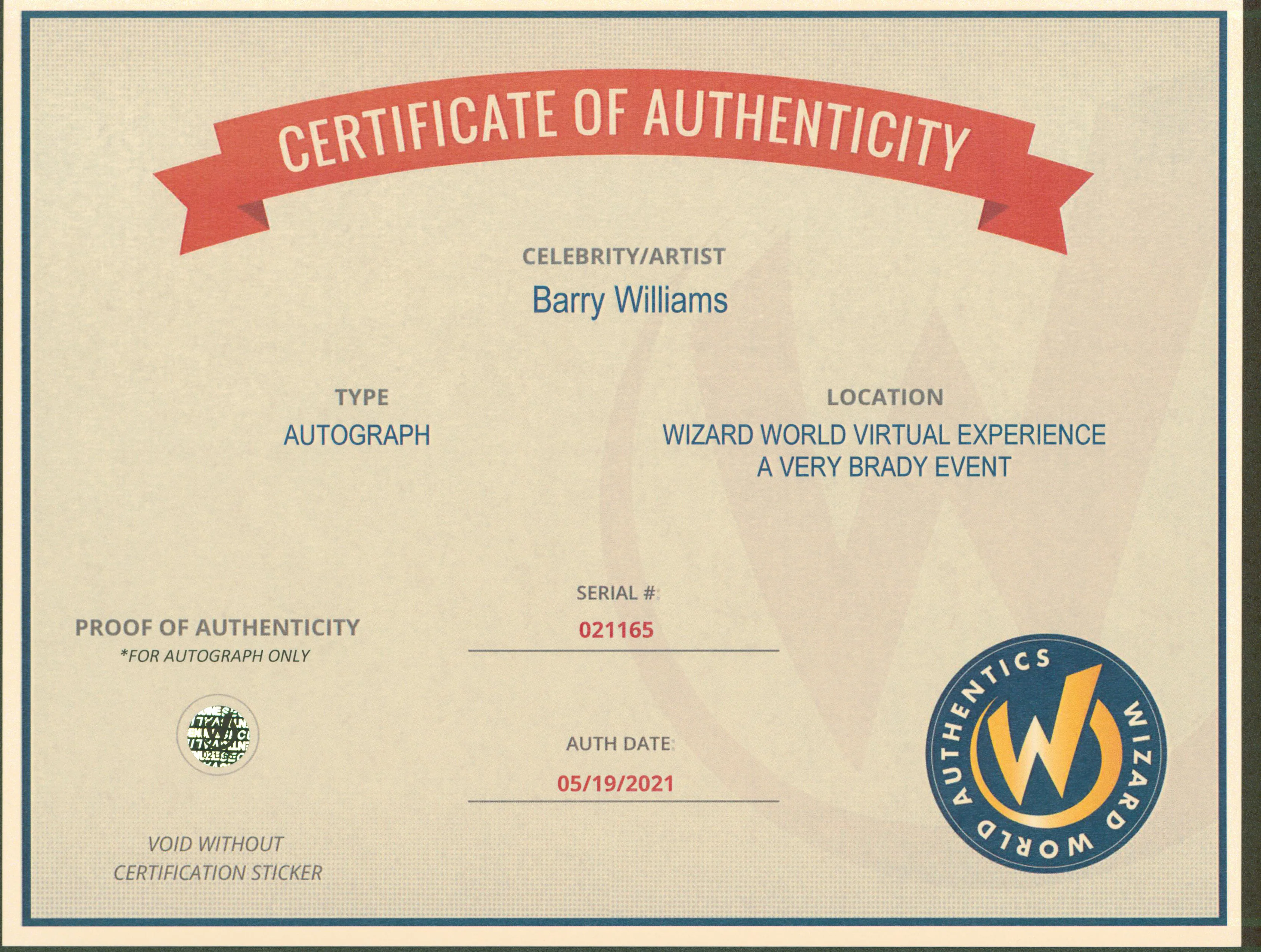 Barry Williams The Brady Bunch Authentic Signed 8x10 Photo Wizard World 3 - Image 3
