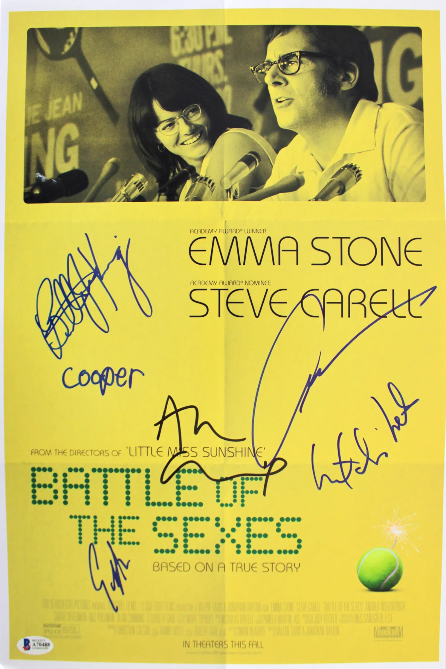 Battle Of The Sexes (6) King, Cumming, Olsen +3 Signed 12x18 Photo BAS #A70488 - Image 2