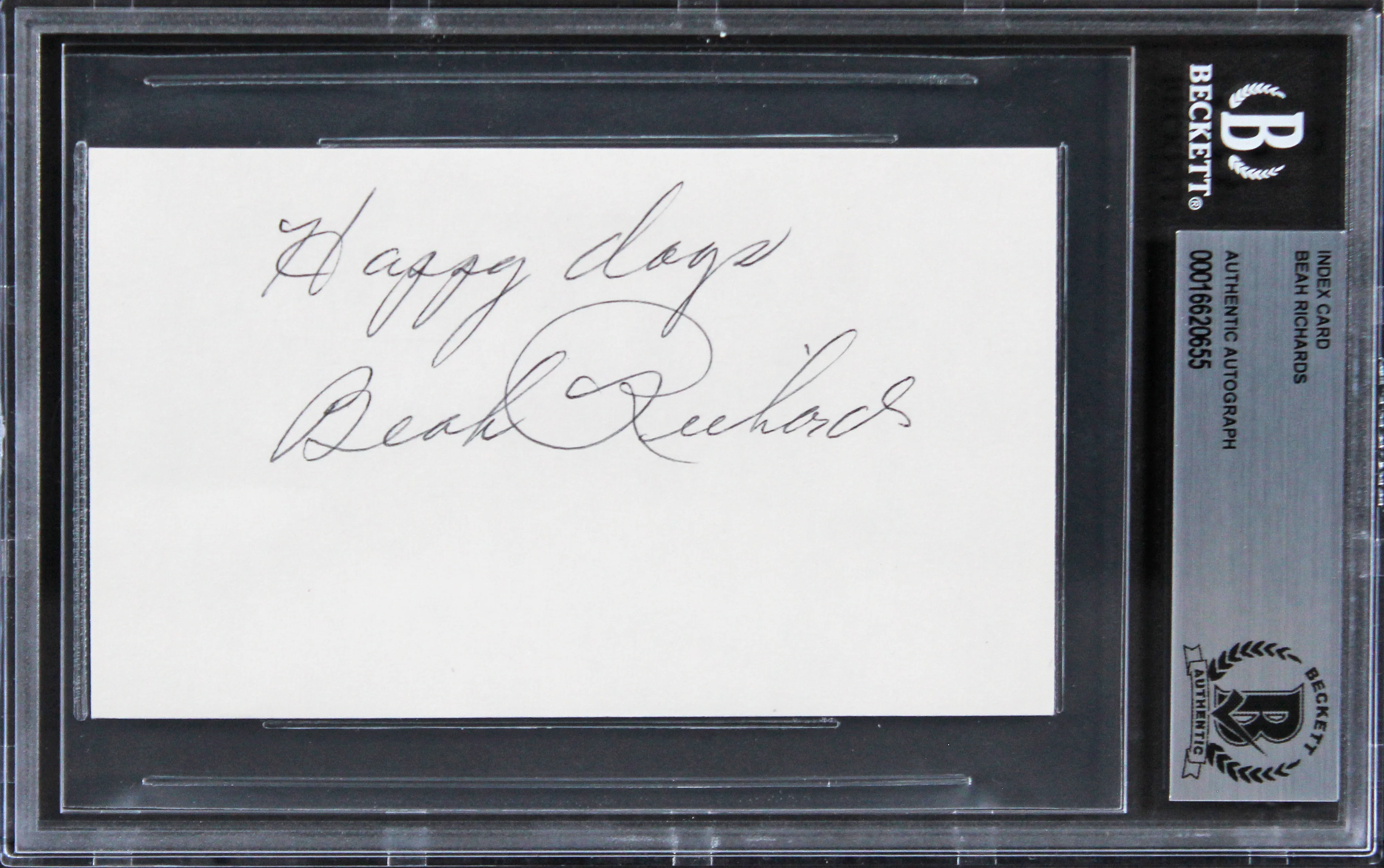 Beah Richards Guess Who's Coming to Dinner Signed 3x5 Index Card BAS Slabbed