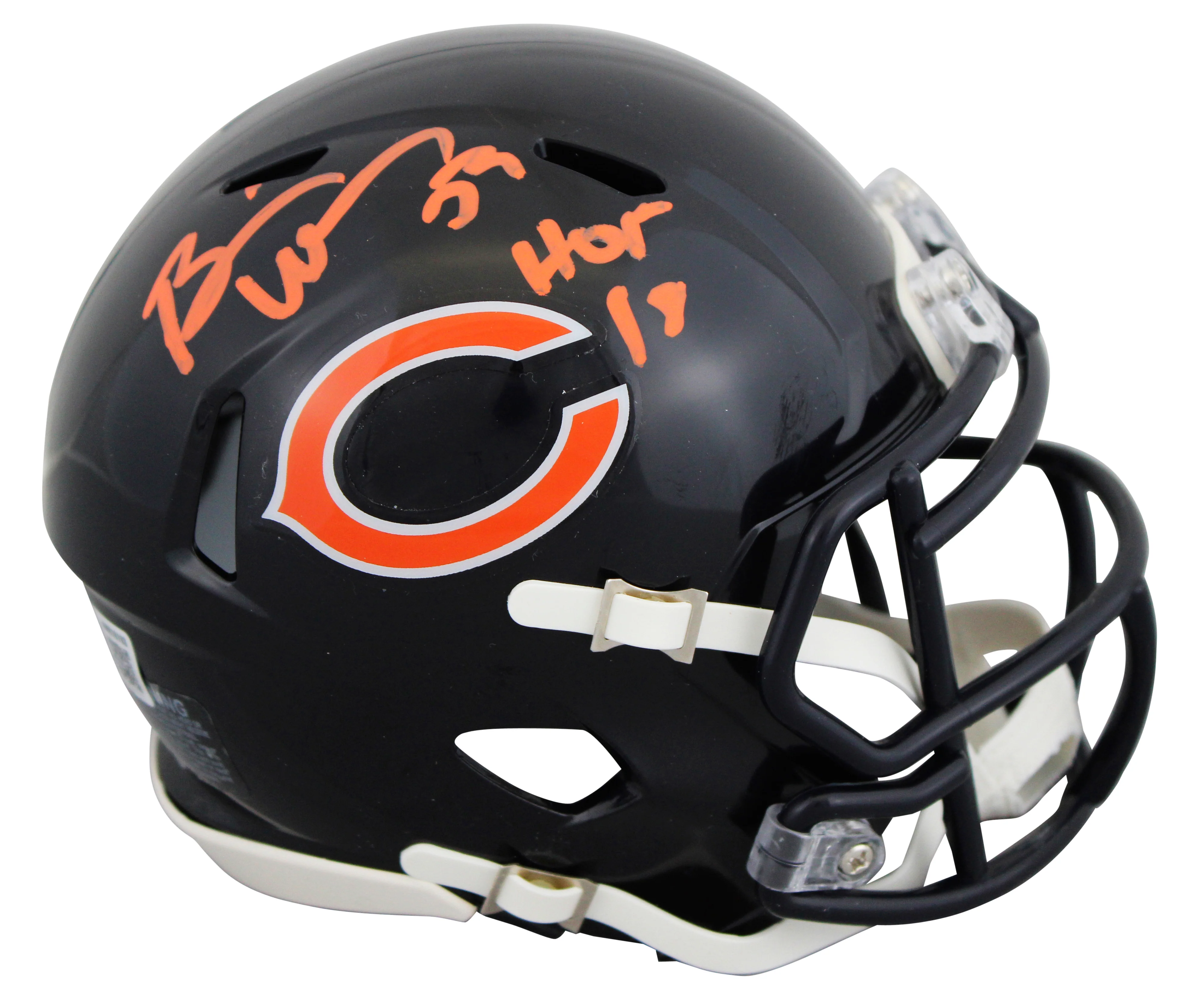 Bears Brian Urlacher "HOF 18" Authentic Signed Speed Mini Helmet BAS Witnessed 2