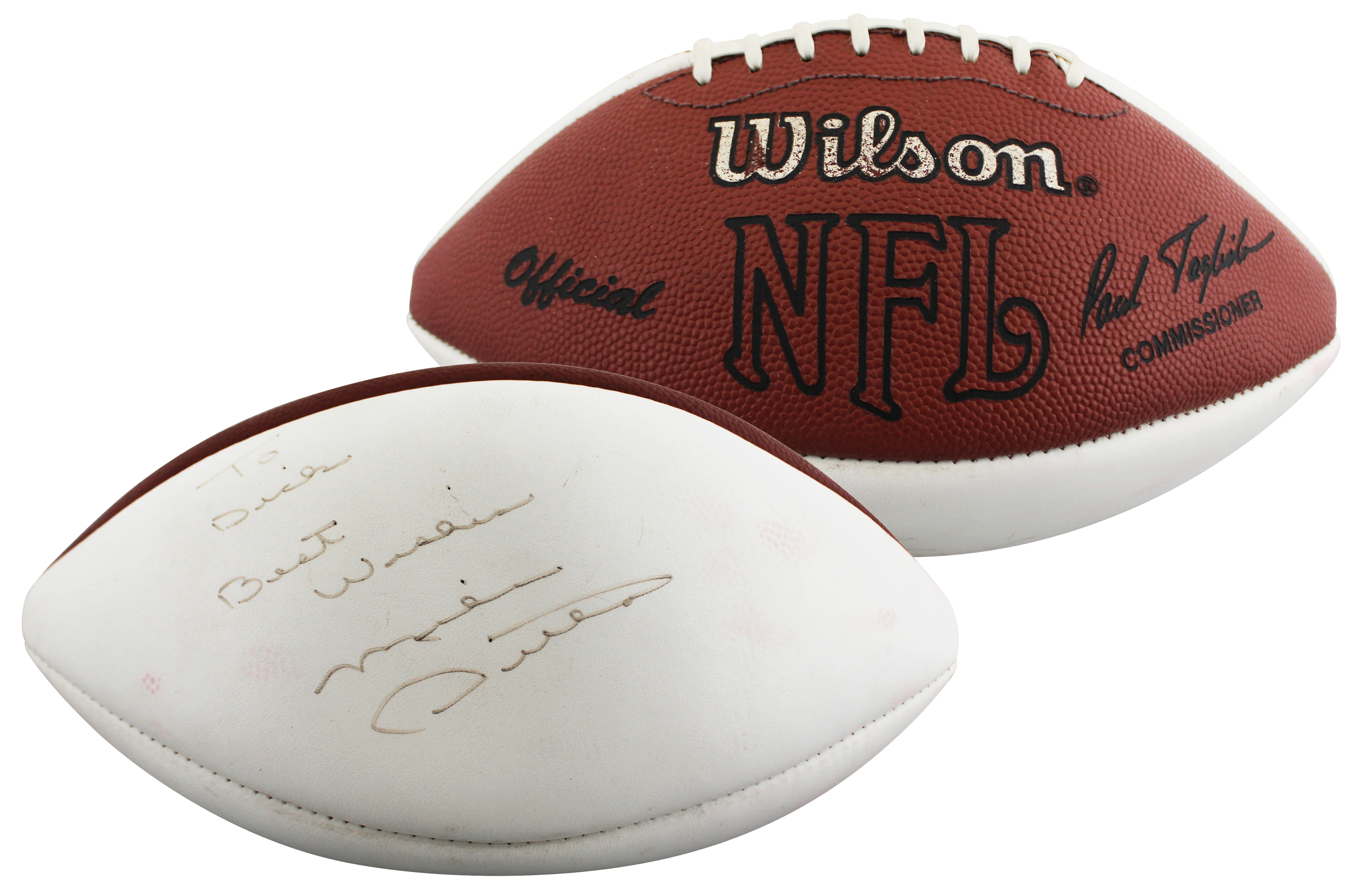 Bears Mike Ditka "Best Wishes" Signed Wilson White Panel Football BAS #BU55106 - Image 2