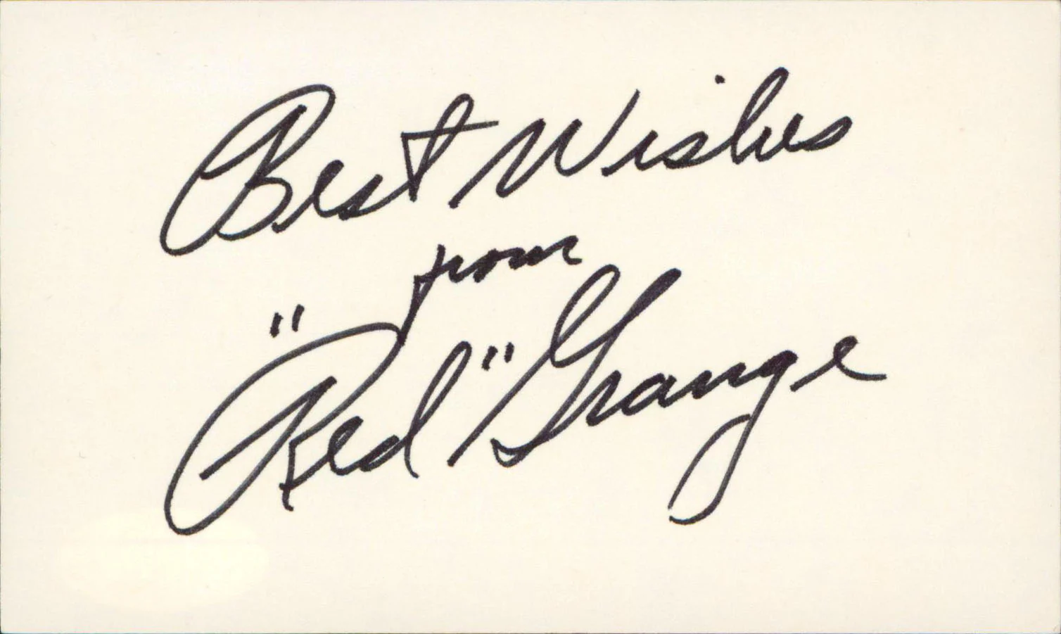 Bears Red Grange "Best Wishes" Authentic Signed 3x5 Index Card JSA #S16595 - Image 2